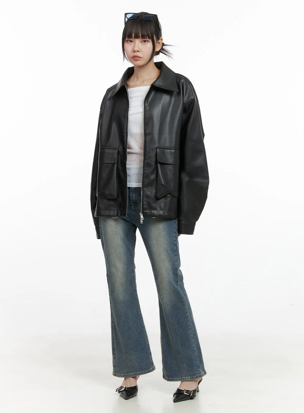 Skye Washed Long Bootcut Jeans OO401 - Image 8