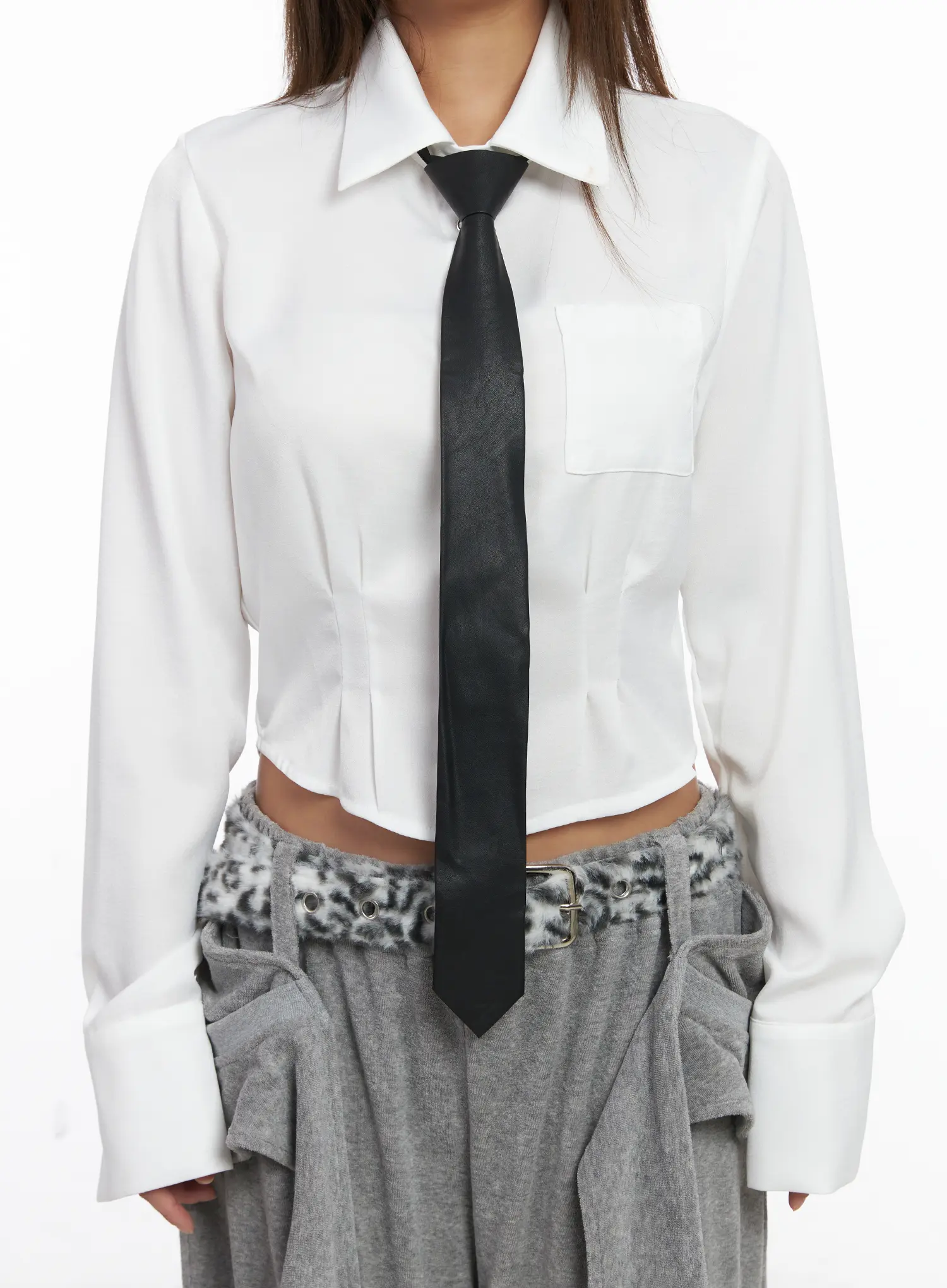 Sleek Leather Neck Tie CJ513