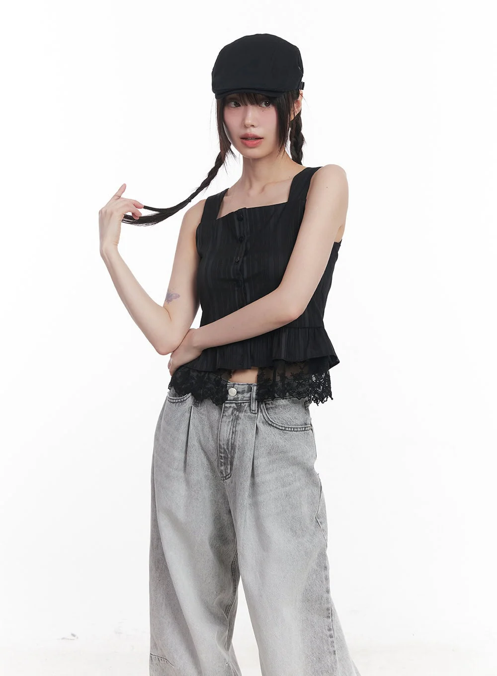 Sleeveless Lace Cropped Blouse CU506 - Image 9