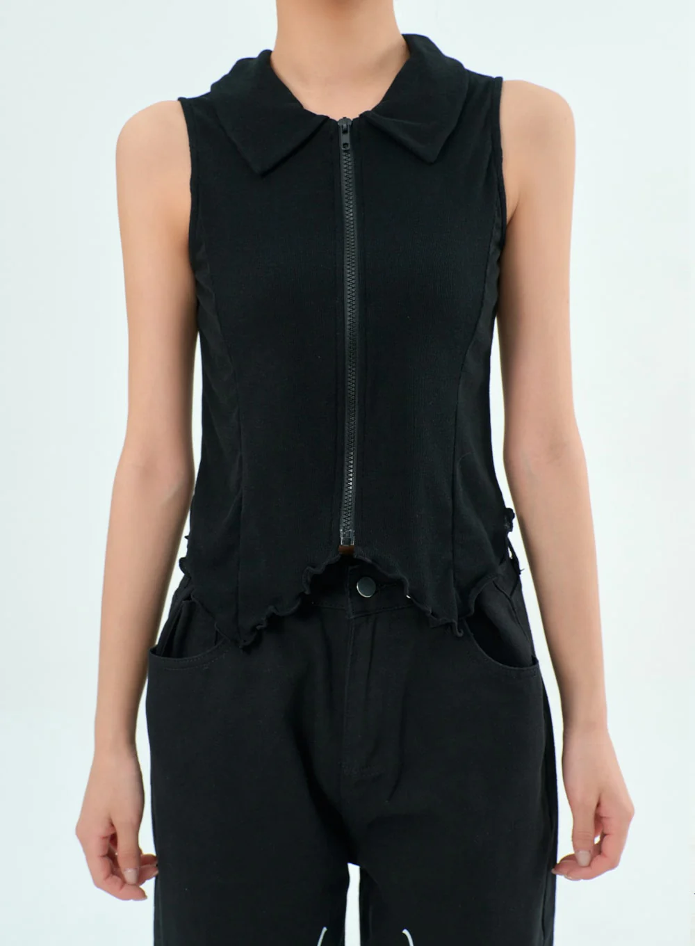 Sleeveless Zip-Up Top BY308 - Image 2