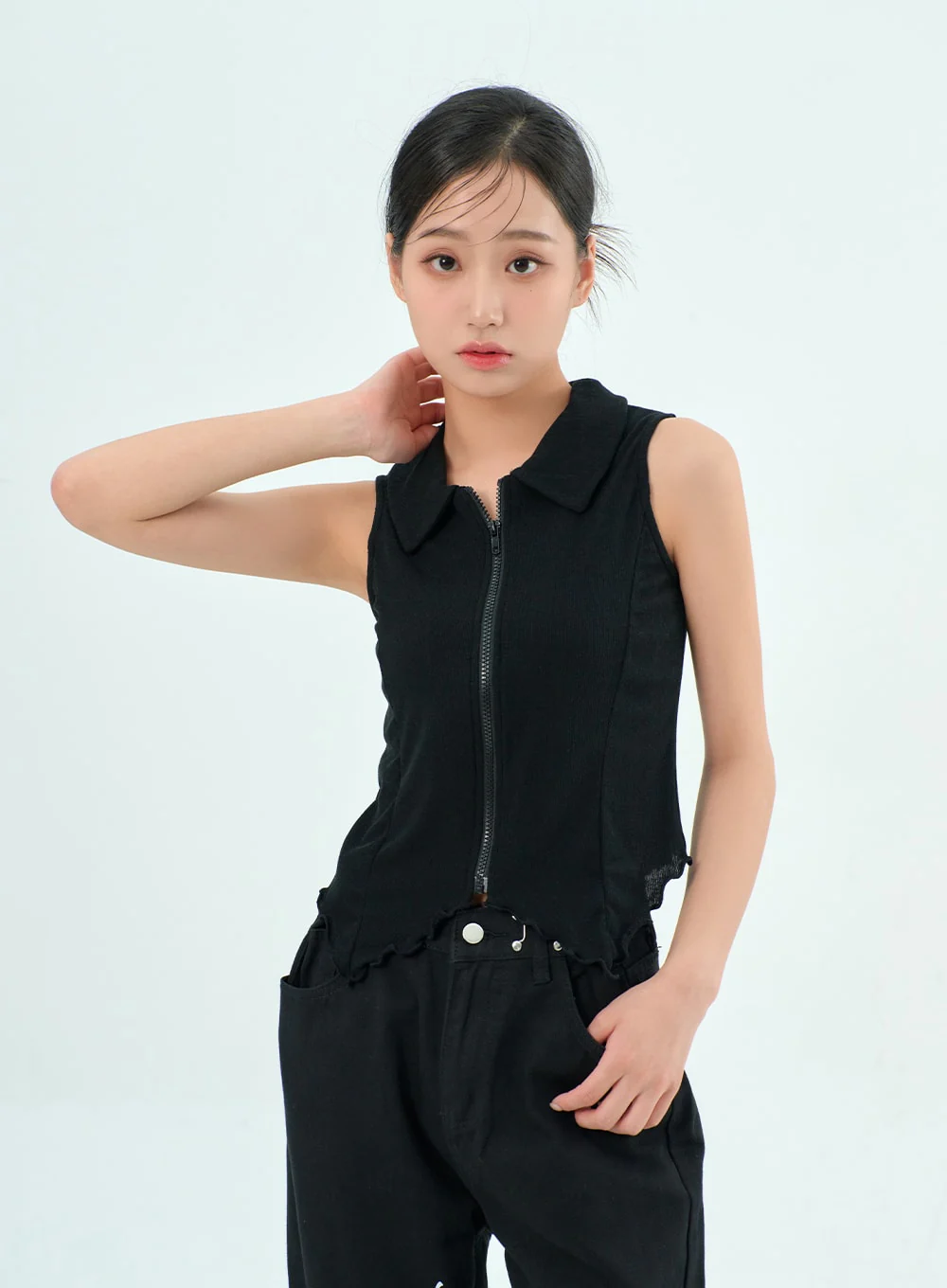 Sleeveless Zip-Up Top BY308 - Image 3