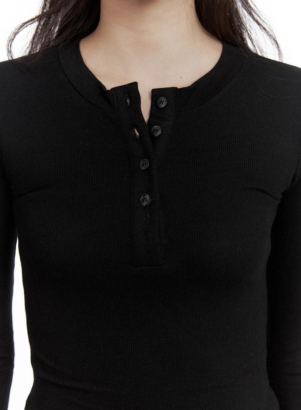Slim Fit Buttoned Long Sleeve Top CA403 - Image 2