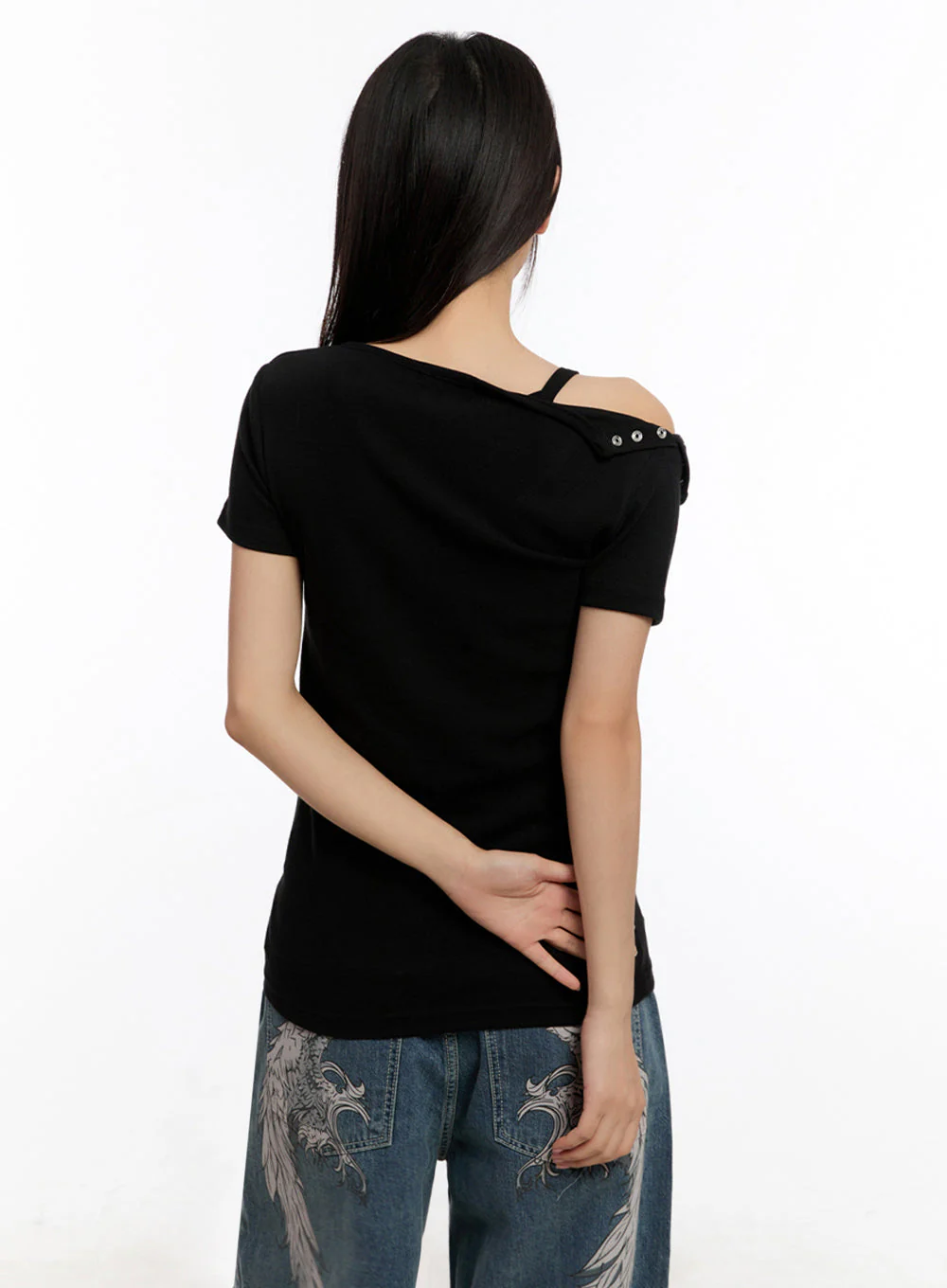 Slim-Fit Buttoned U Neck Top IU509 - Image 12