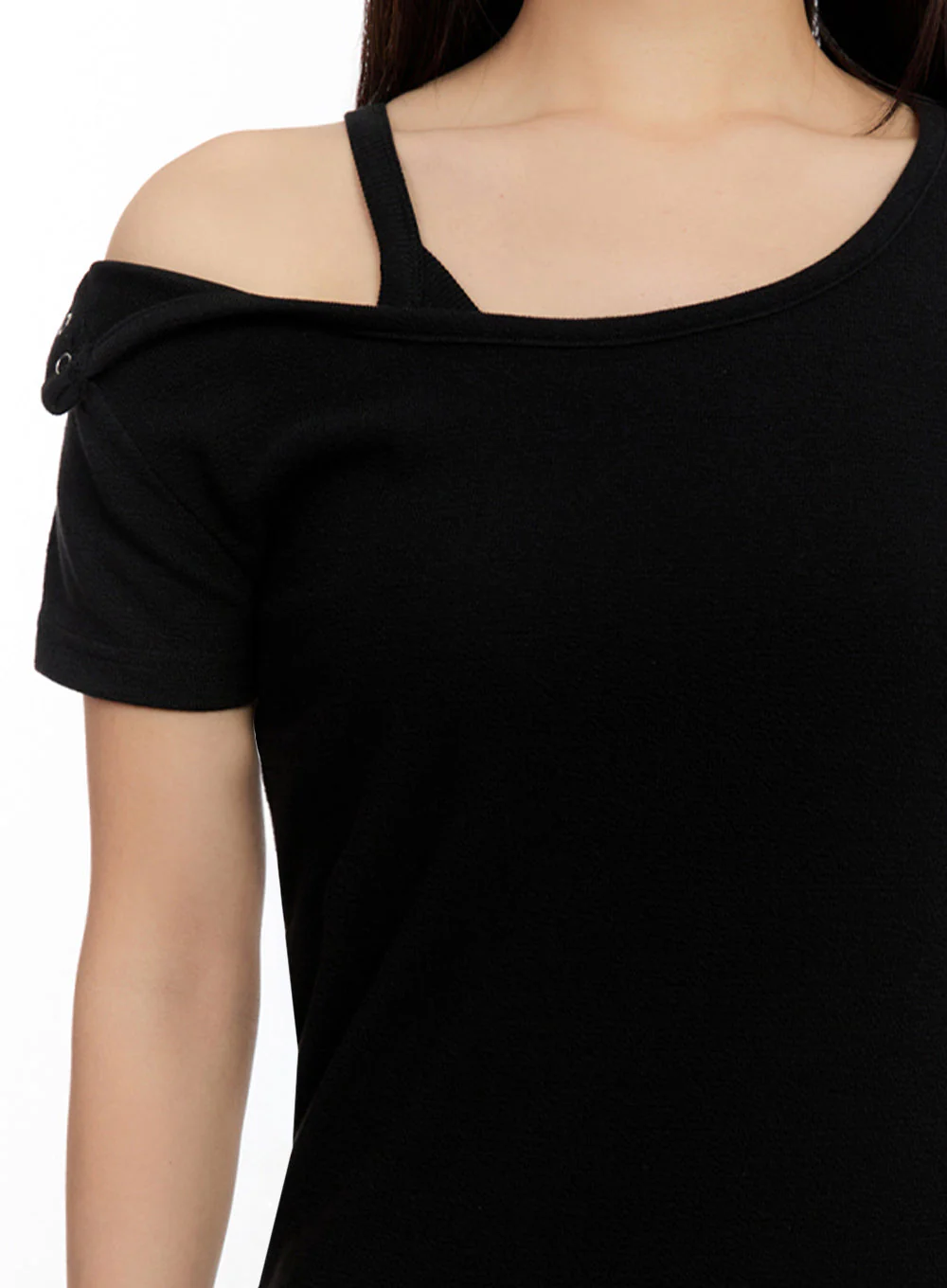 Slim-Fit Buttoned U Neck Top IU509 - Image 5