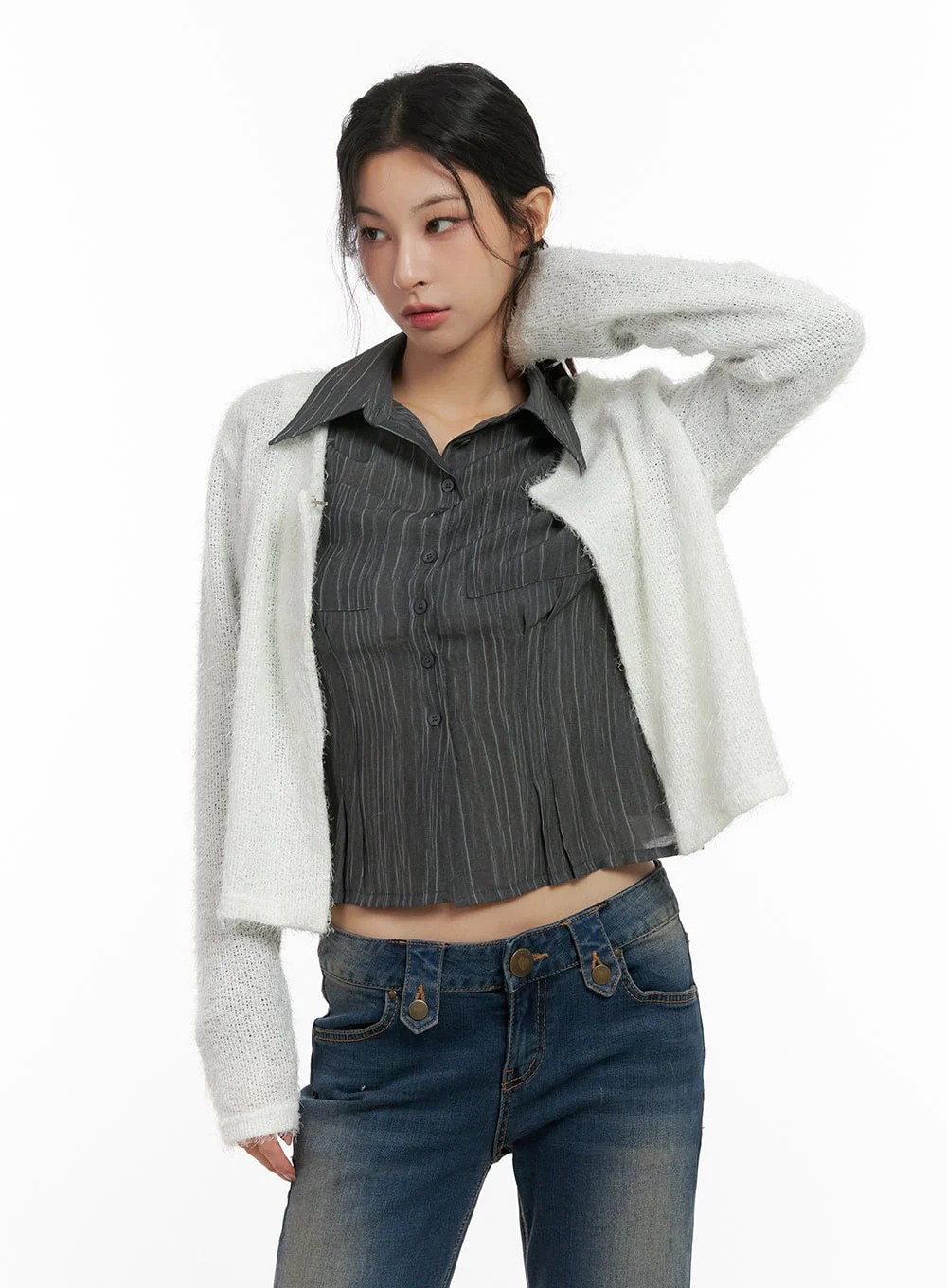 Slim-Fit Crop Cardigan CN416 - Image 8