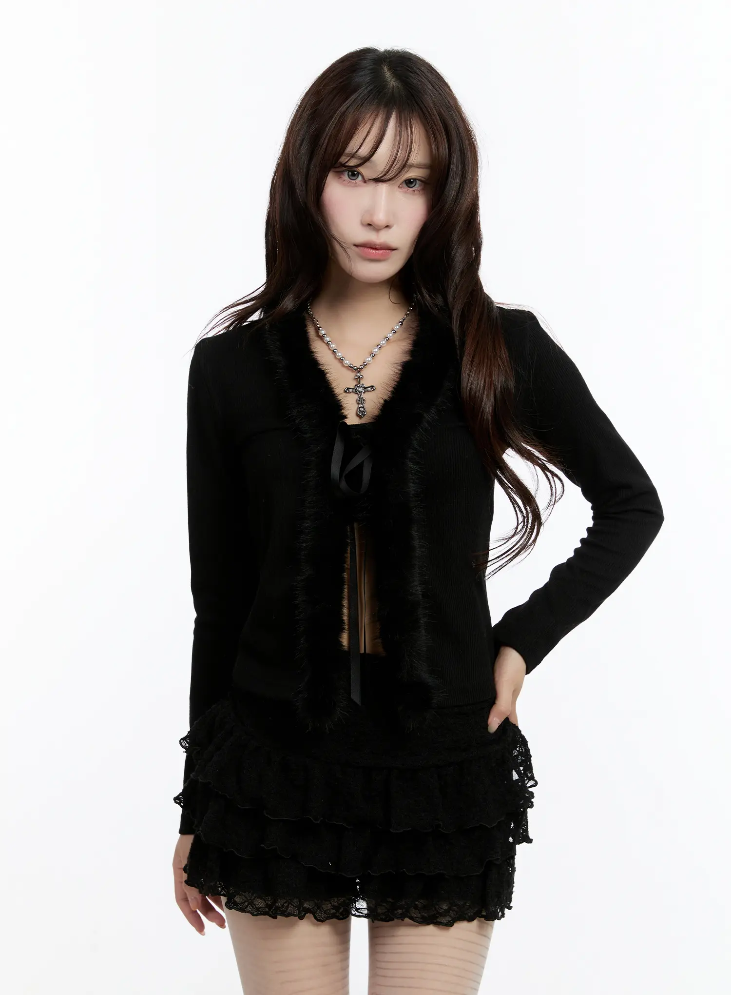 Slim Fit Faux Fur Cardigan CN524 - Image 2