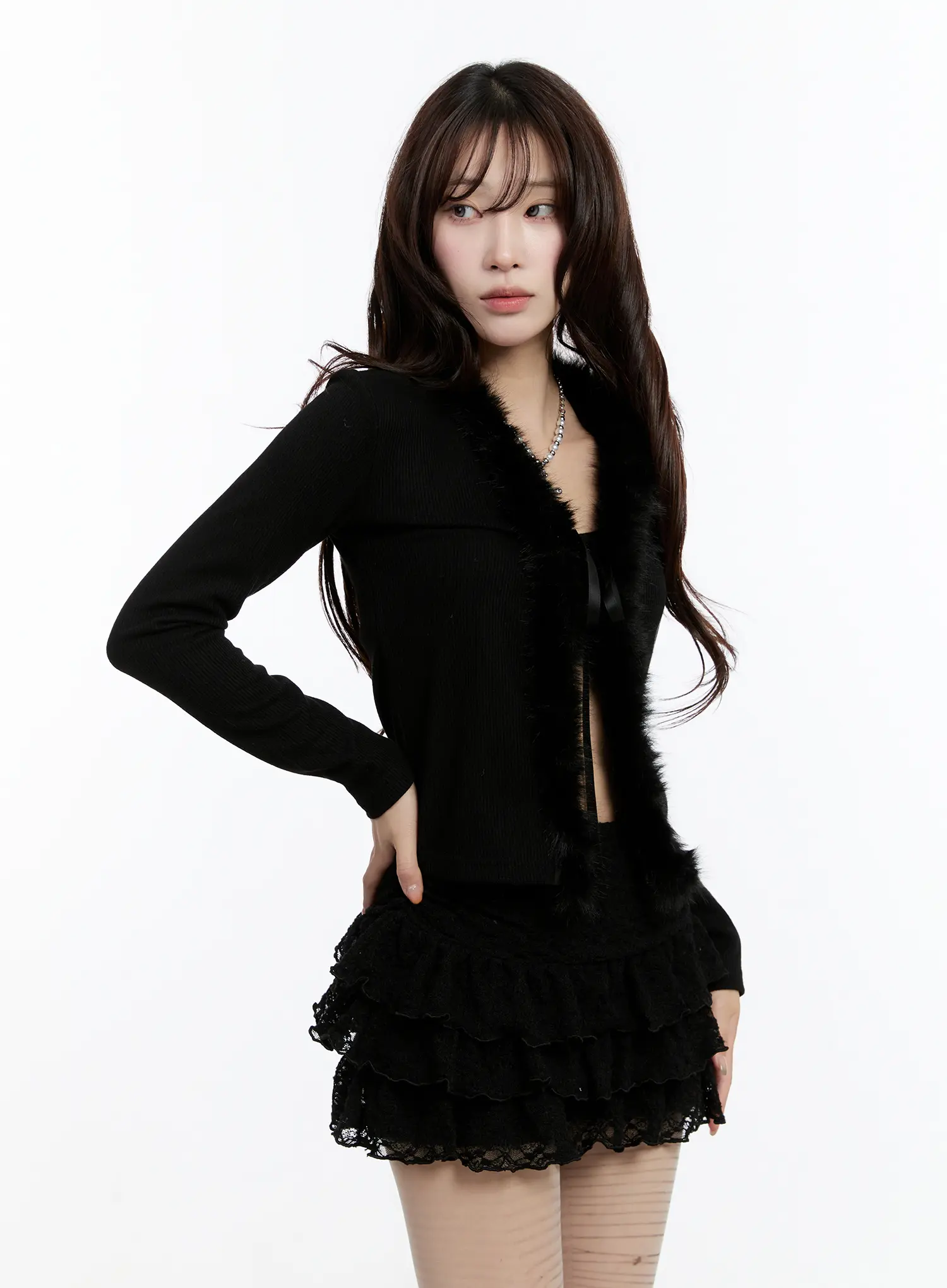 Slim Fit Faux Fur Cardigan CN524 - Image 5