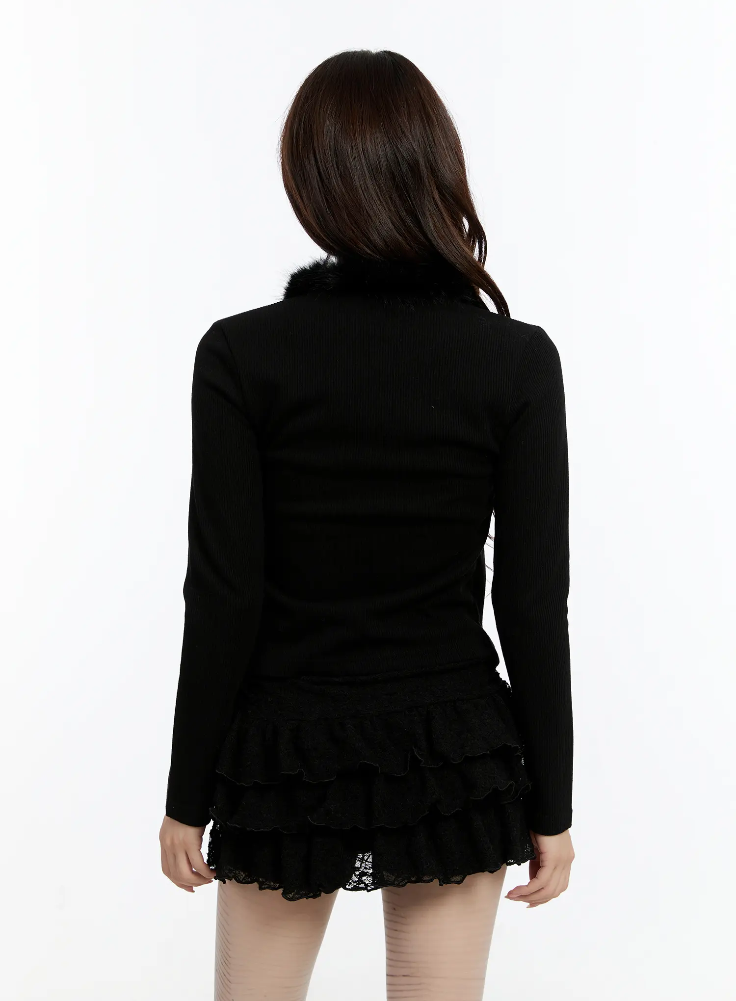 Slim Fit Faux Fur Cardigan CN524 - Image 8