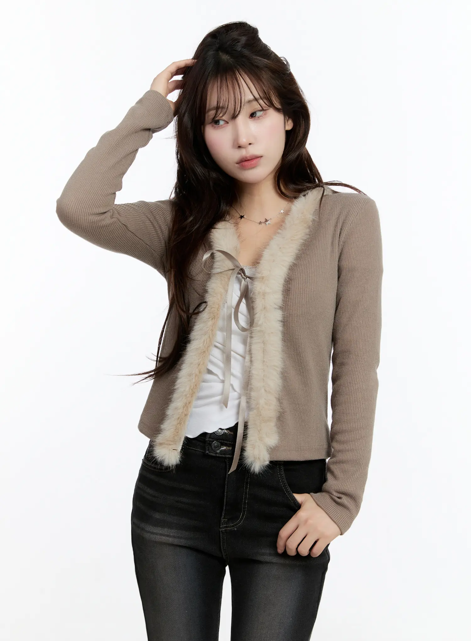 Slim Fit Faux Fur Cardigan CN524 - Image 9