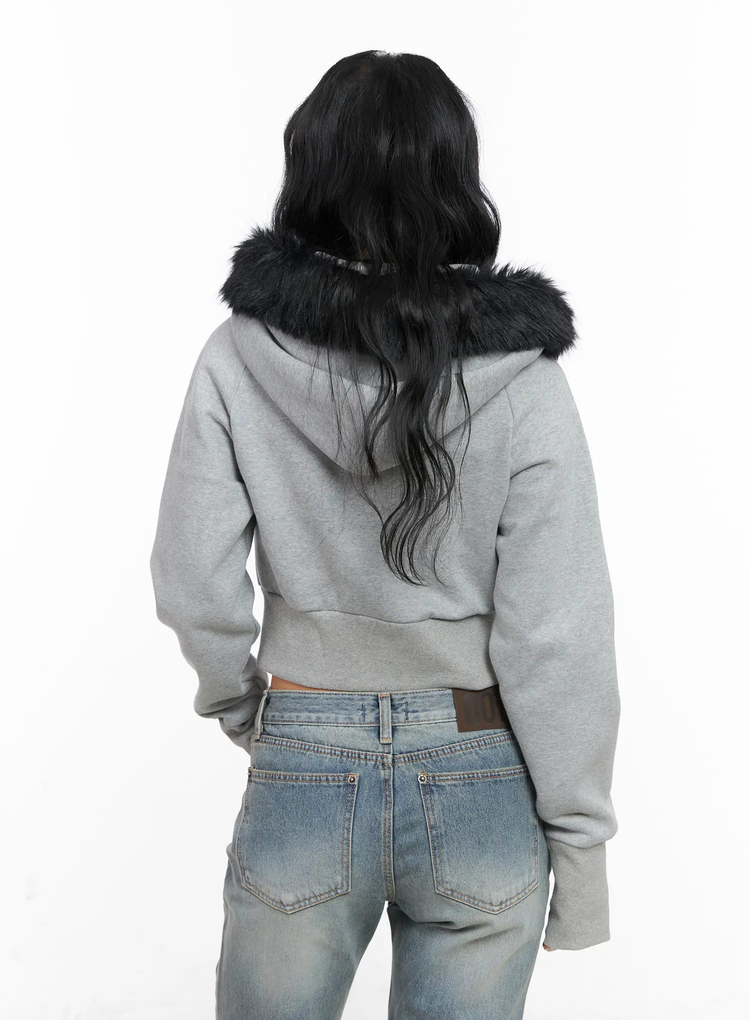 Slim Fit Fleece Fur Hoodie CN514 - Image 8