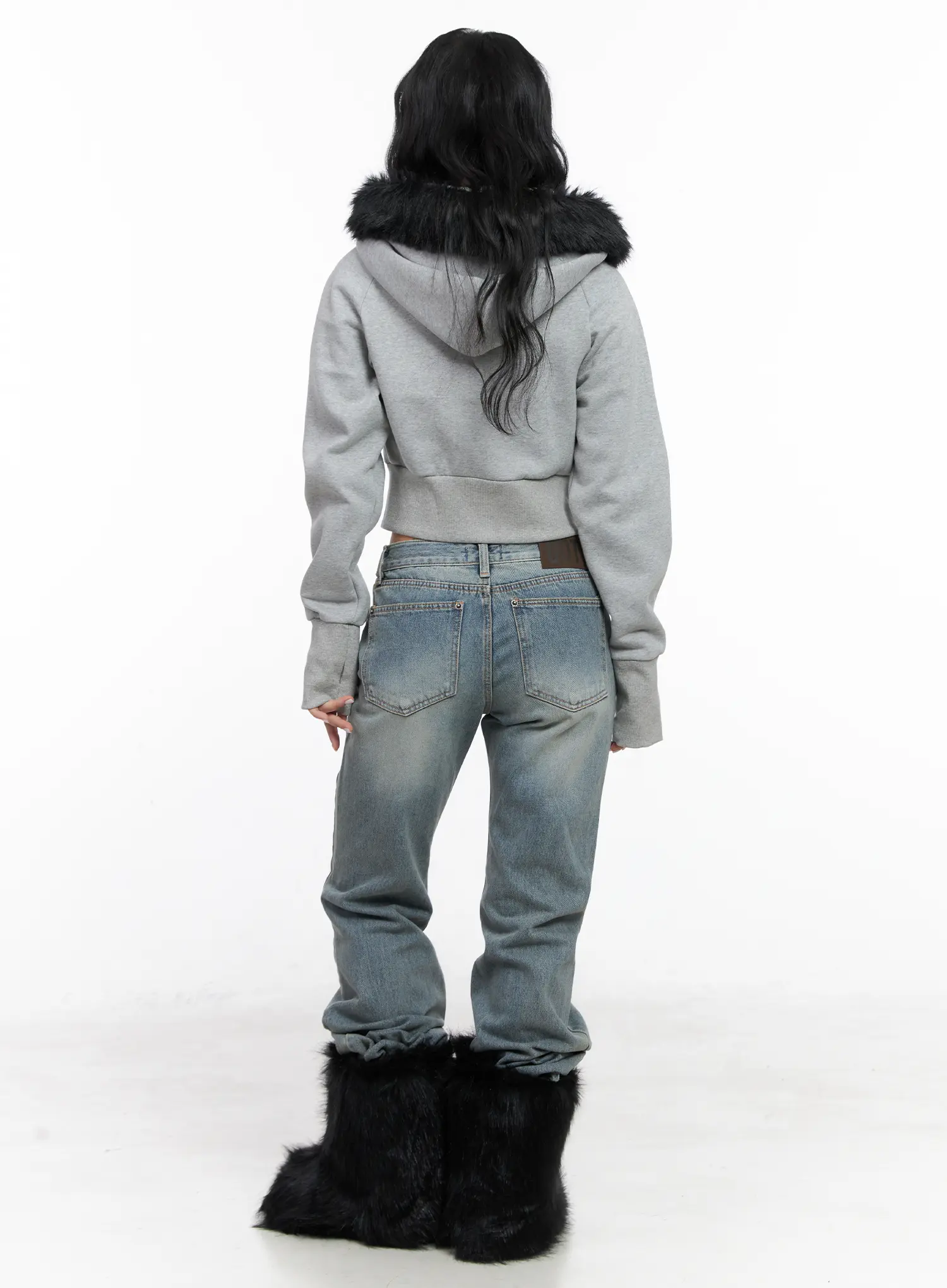 Slim Fit Fleece Fur Hoodie CN514 - Image 9