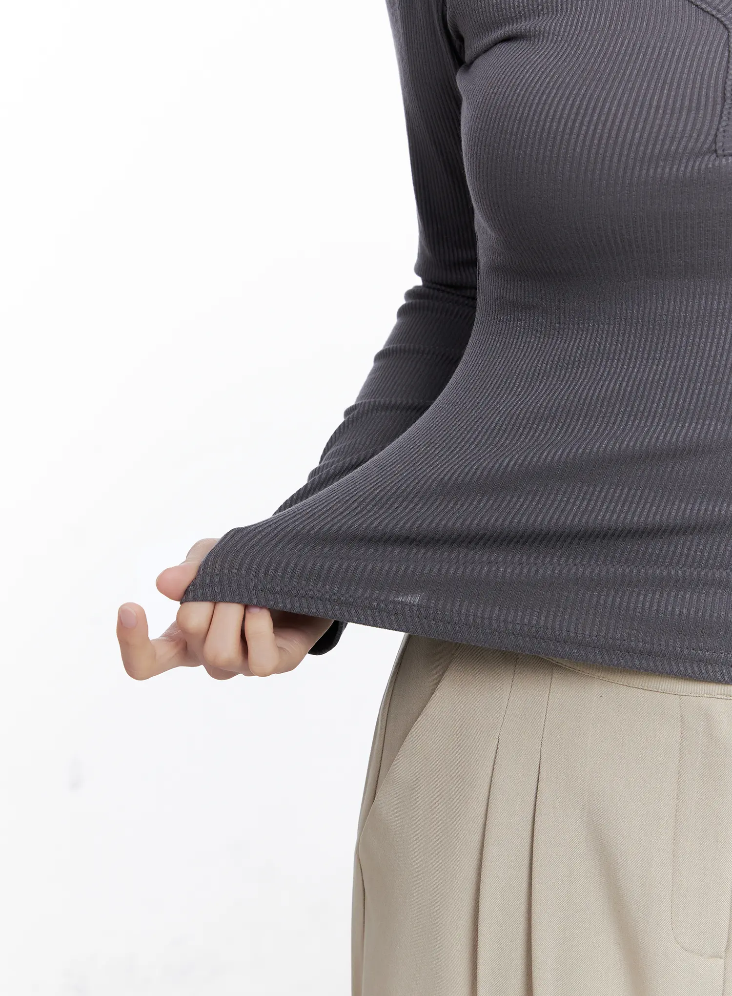 Slim-Fit Henley Neck Long Sleeve Top CG521 - Image 4