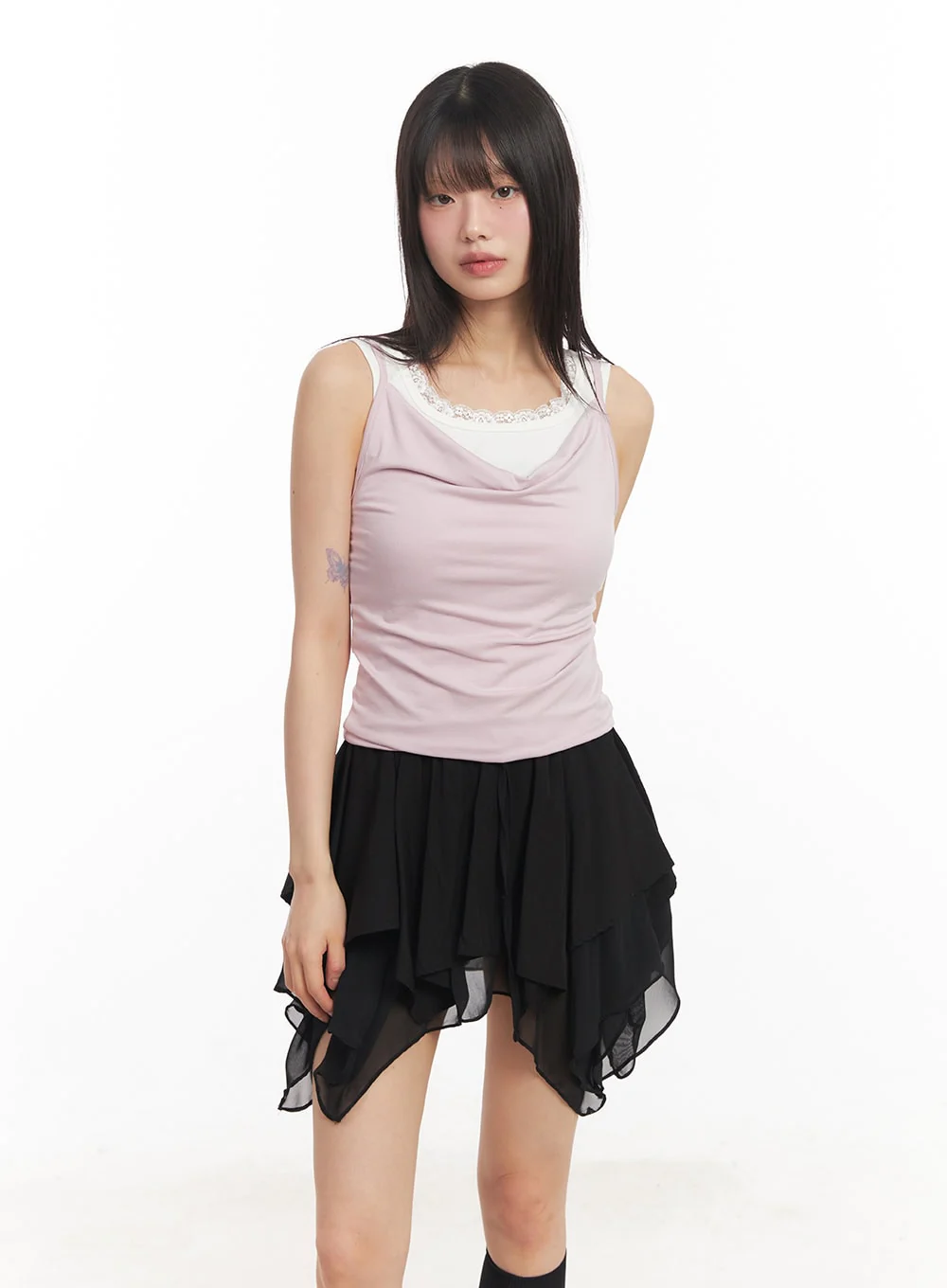 Slim-Fit Layered Lace Tank Top CA523 - Image 12
