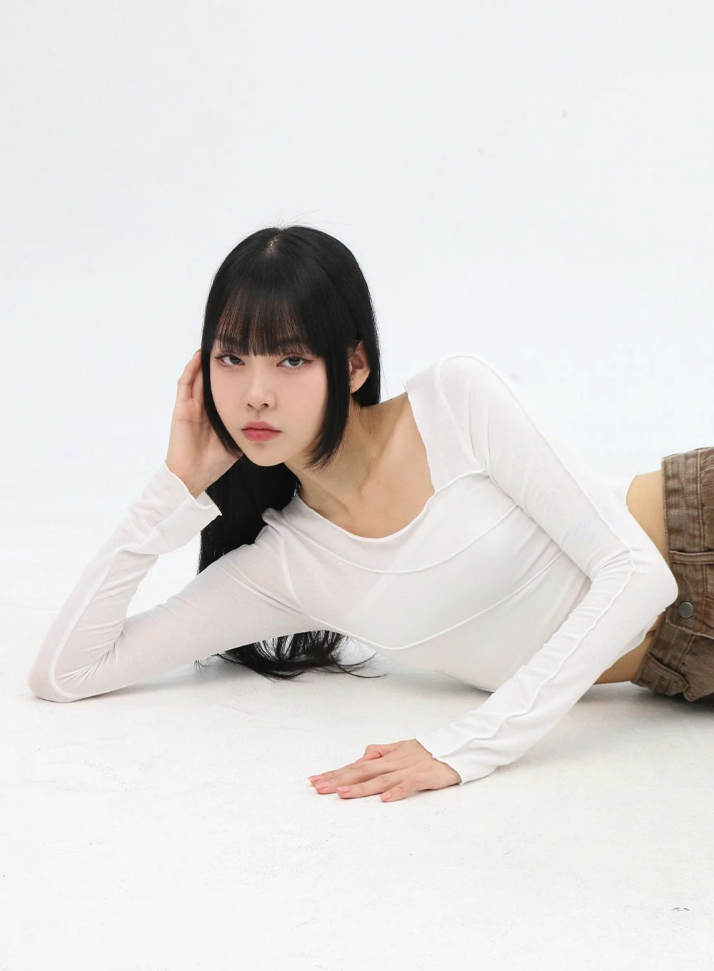 Slim Fit Long Sleeve Crop Tee IN310