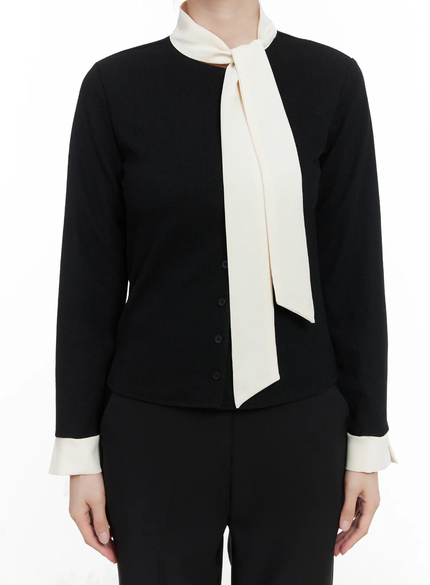 Slim-Fit Long Sleeve Scarf Blouse CN519 - Image 4