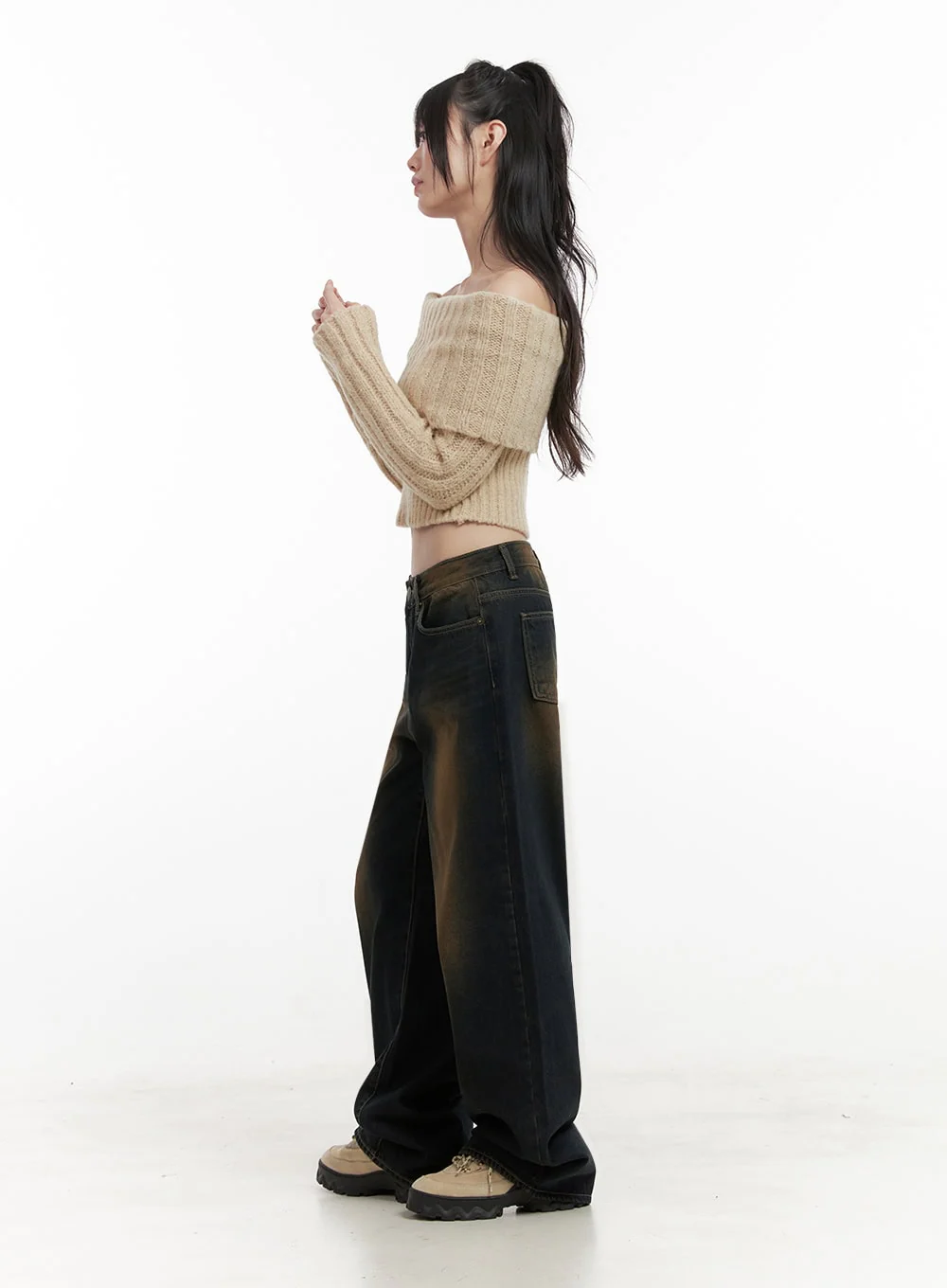 Slim-Fit Off-Shoulder Sweater ID402 - Image 10