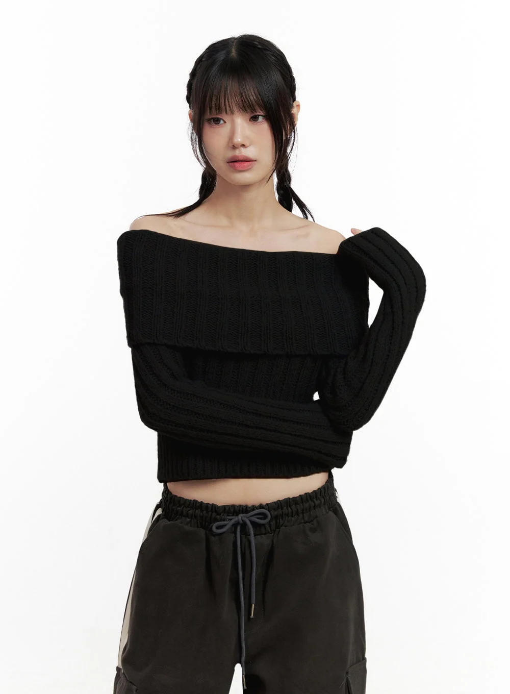 Slim-Fit Off-Shoulder Sweater ID402 - Image 14
