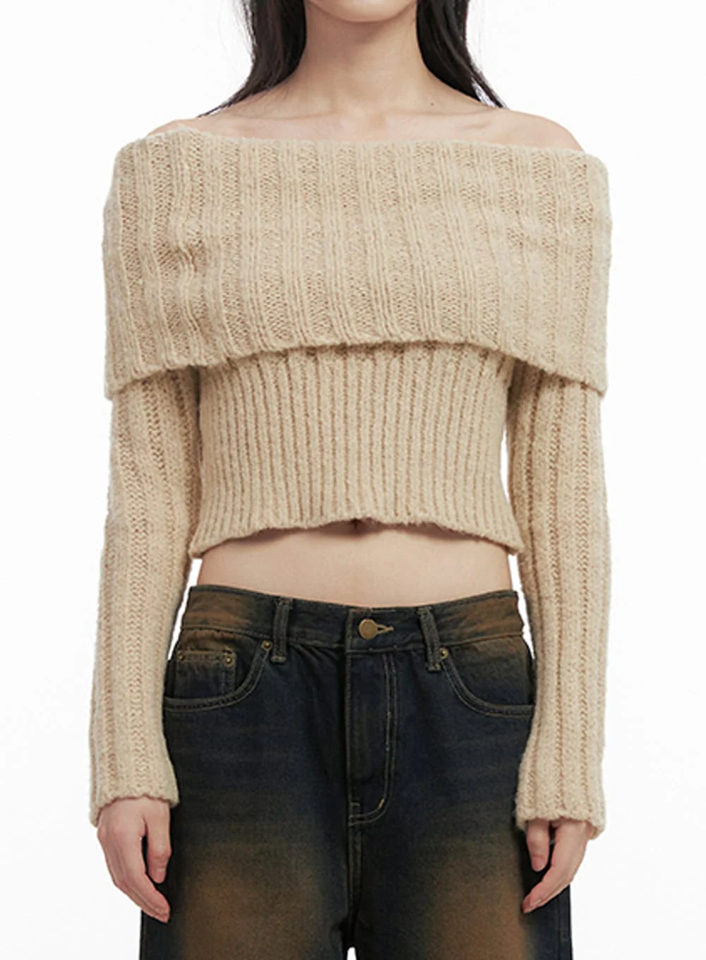 Slim-Fit Off-Shoulder Sweater ID402 - Image 4