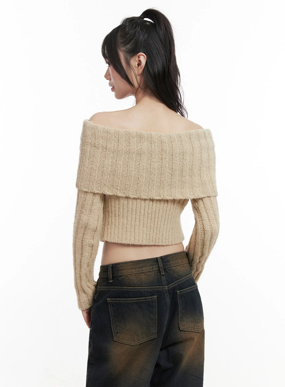 Slim-Fit Off-Shoulder Sweater ID402 - Image 9