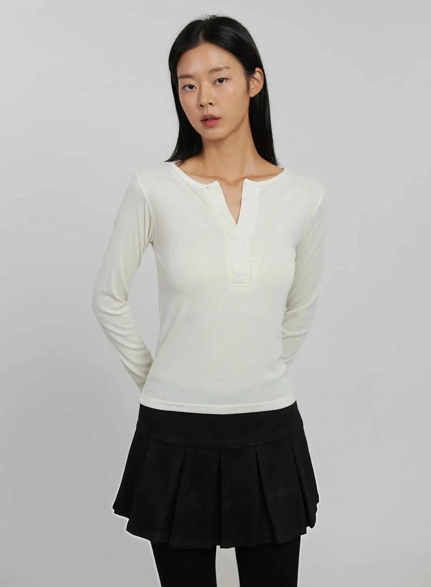 Slim Fit Ribbed Top IJ509 - Image 4