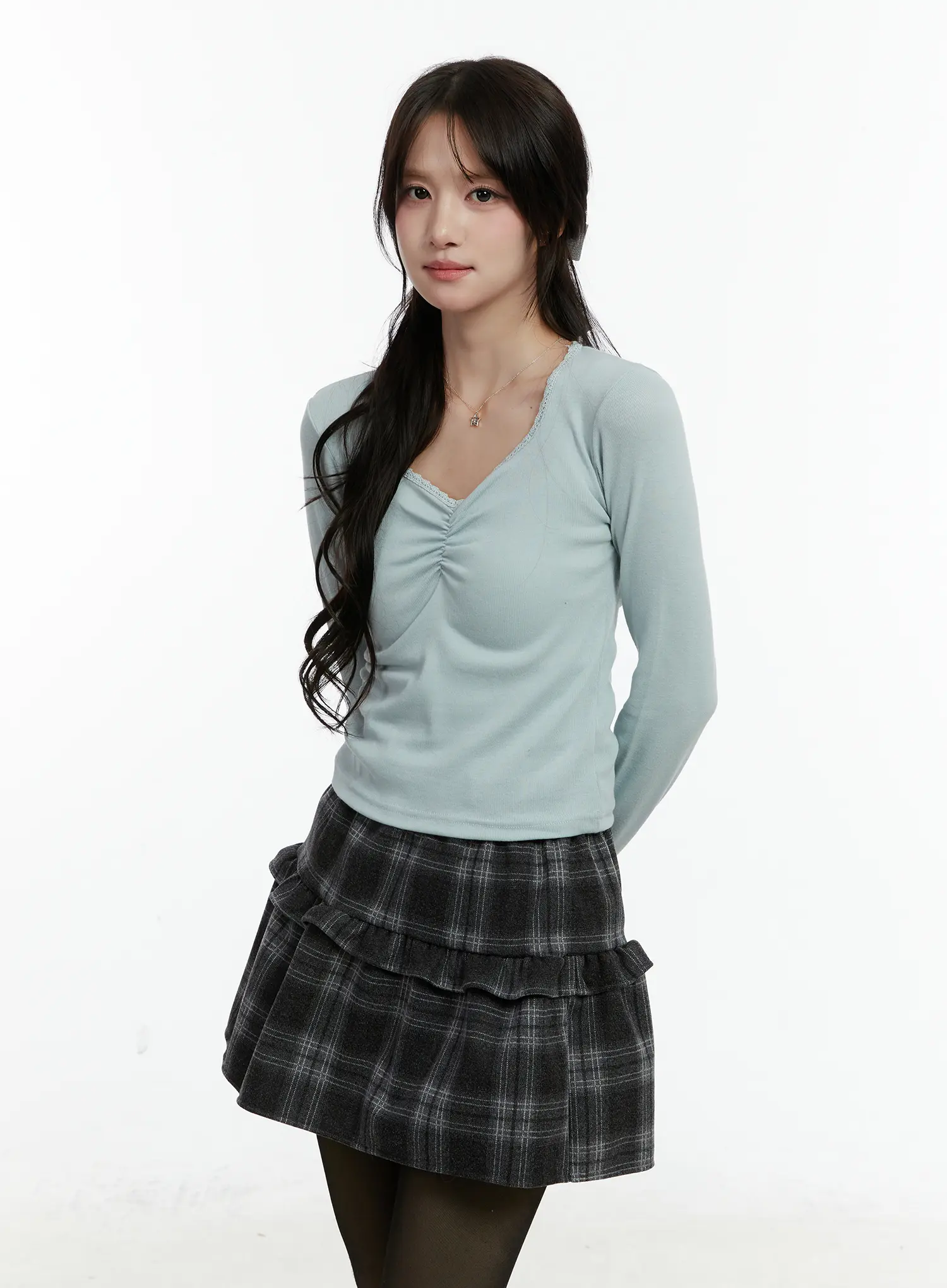 Slim Fit Shirred Long Sleeve Top CD514 - Image 8