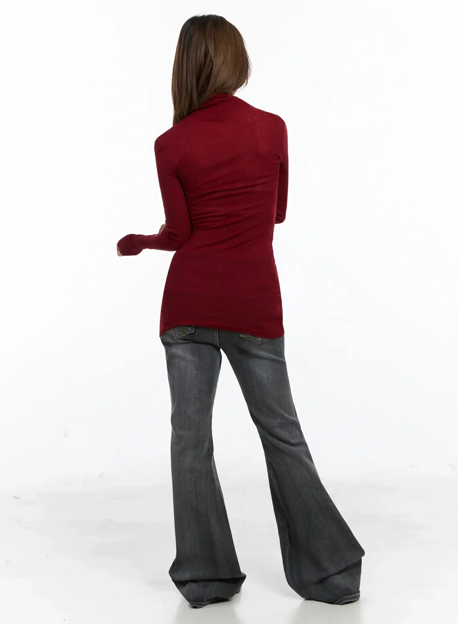 Slim Fit Thumbhole Turtleneck Top ID503 - Image 11