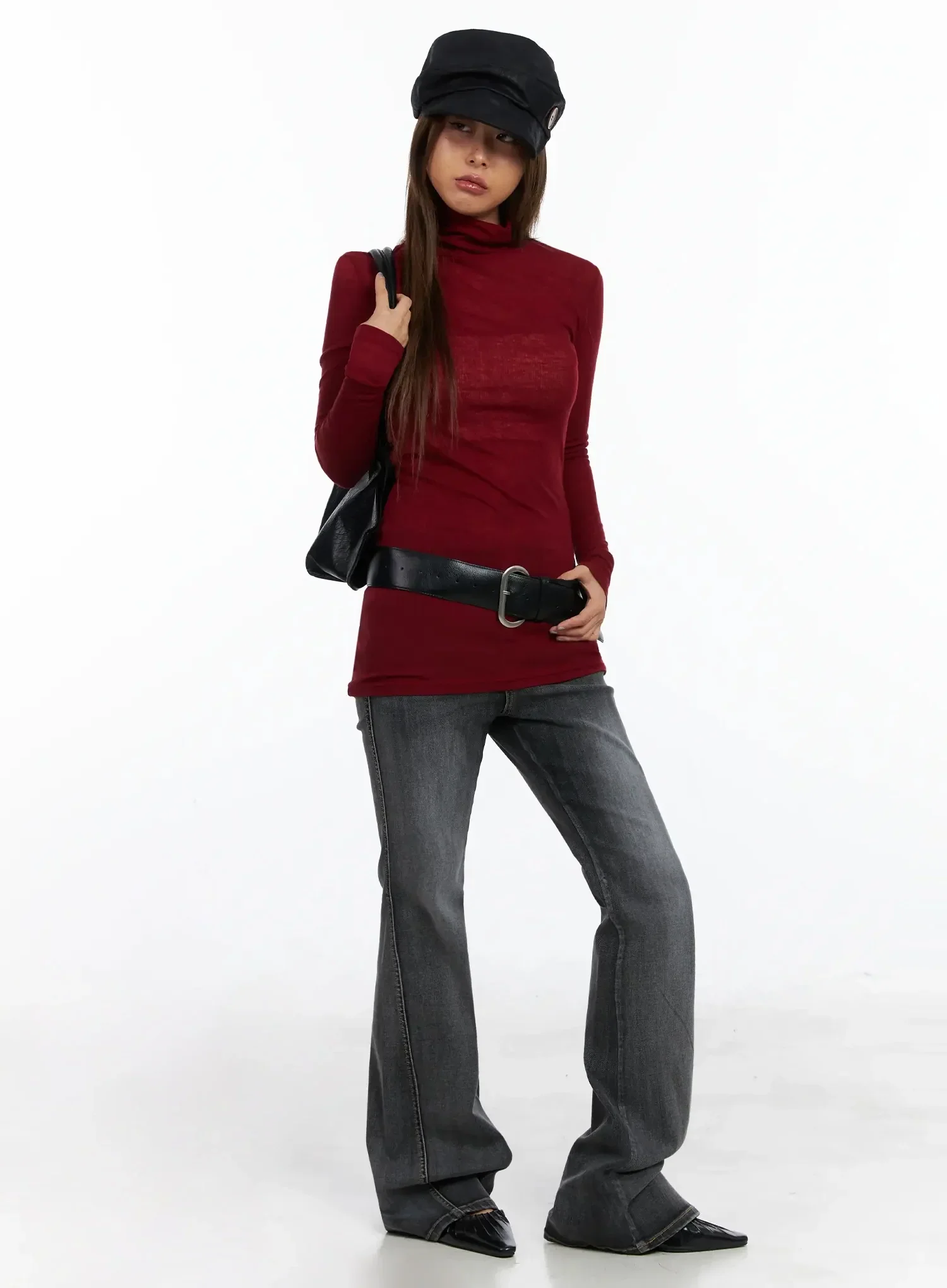 Slim Fit Thumbhole Turtleneck Top ID503 - Image 12