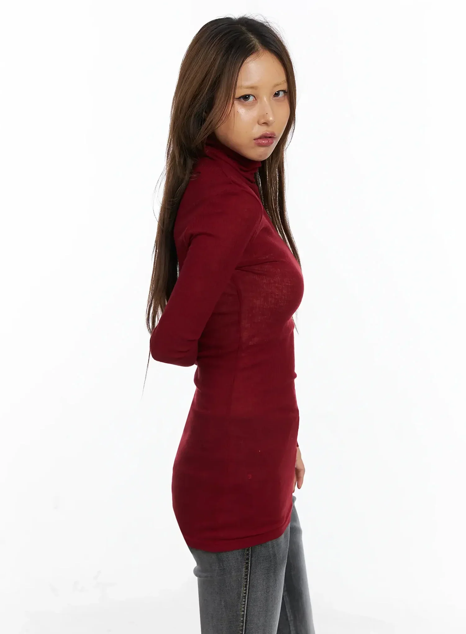 Slim Fit Thumbhole Turtleneck Top ID503 - Image 7