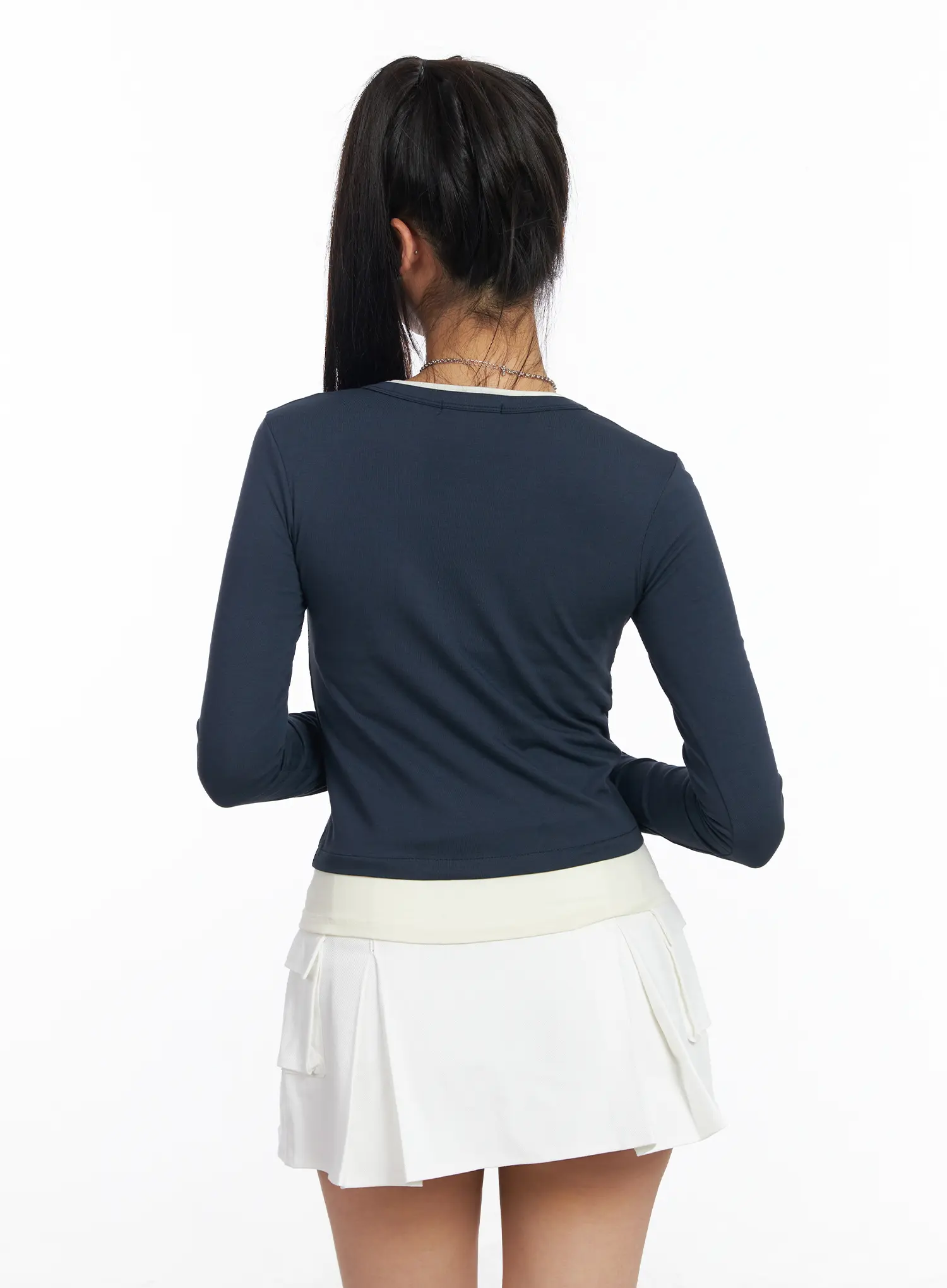 Slim-Fit Two-Tone Long Sleeve Top CF506 - Image 8