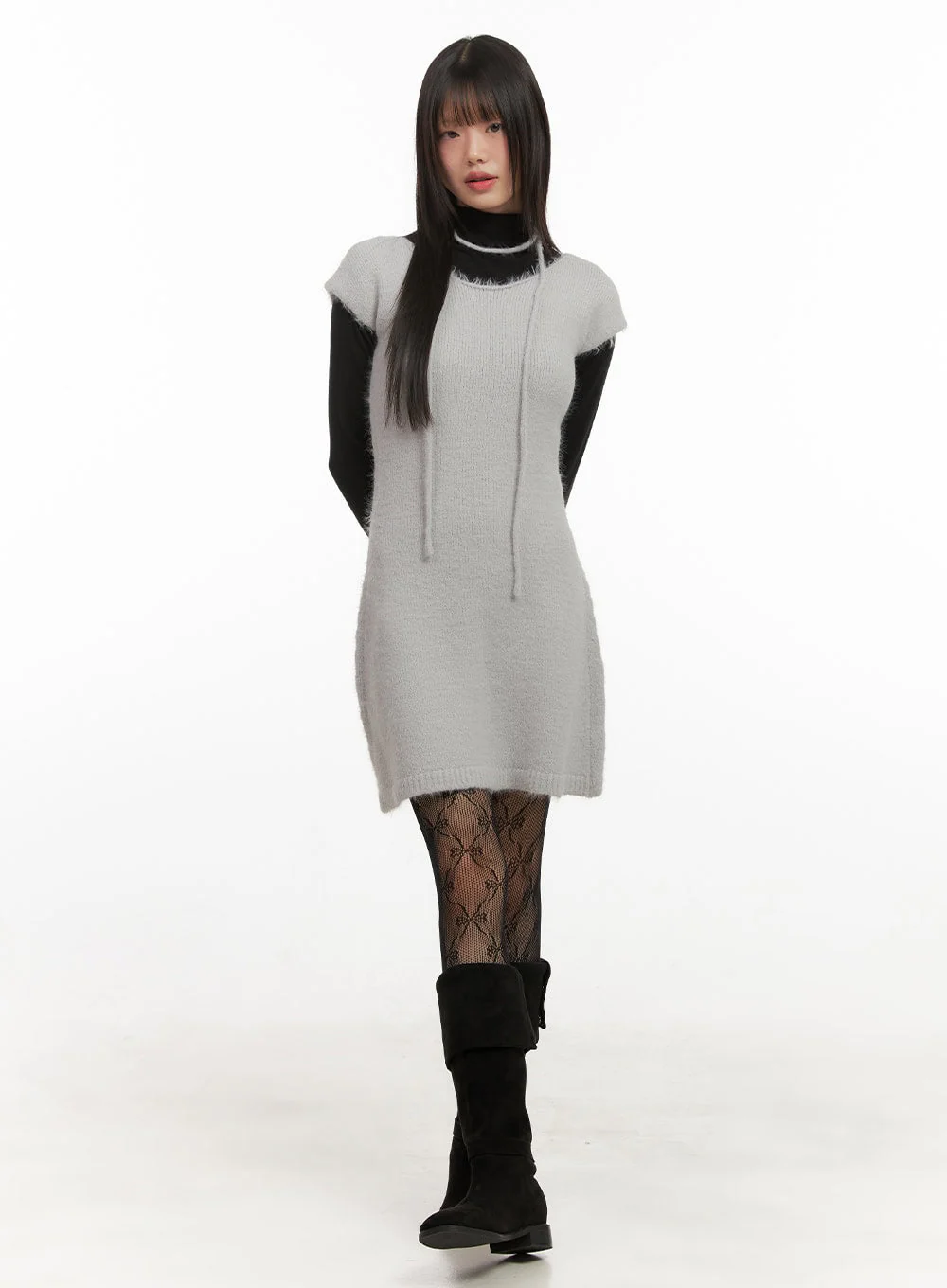 Slim-Fit Wool Blend Mini Dress CJ506 - Image 2