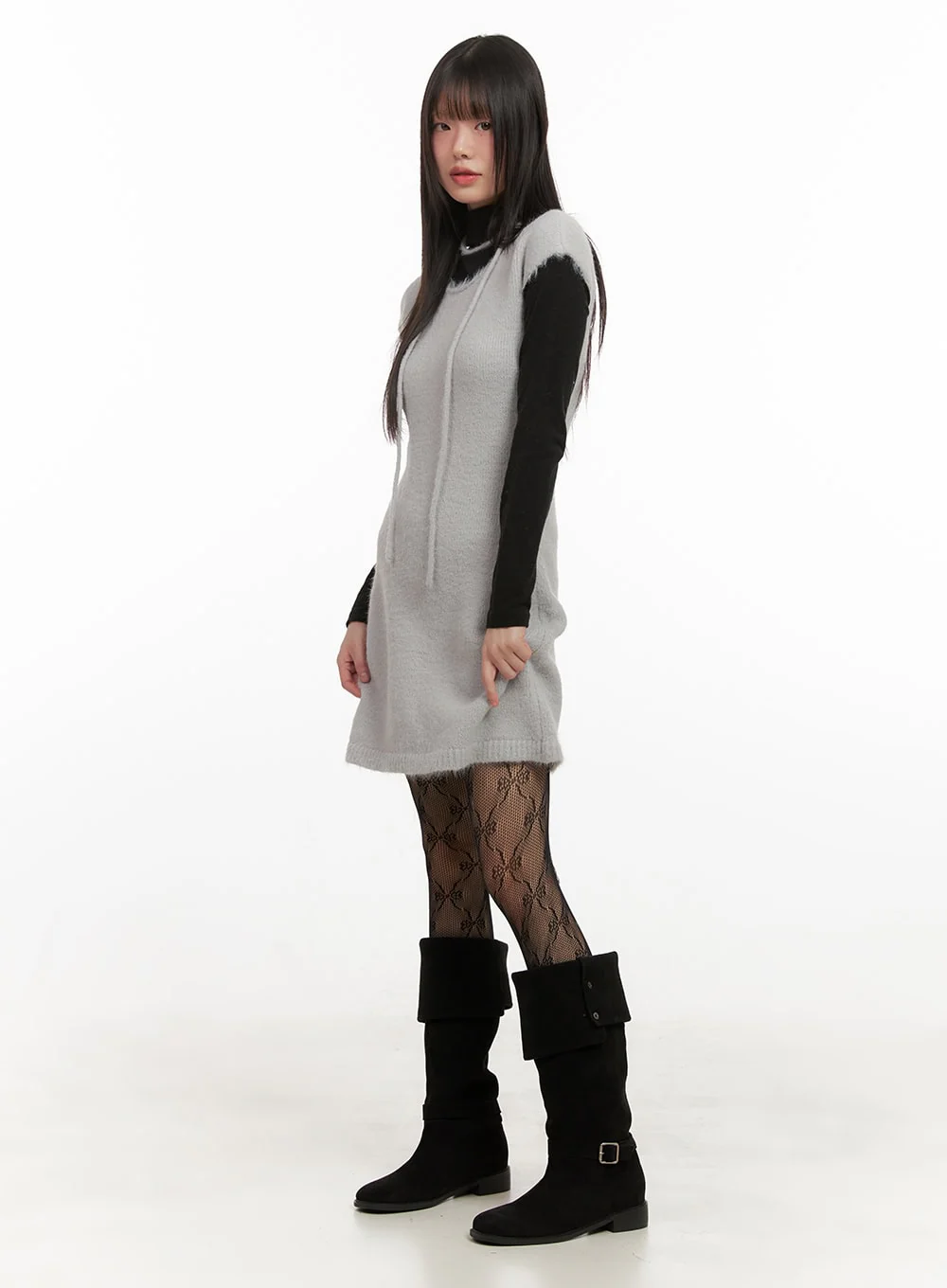 Slim-Fit Wool Blend Mini Dress CJ506 - Image 5