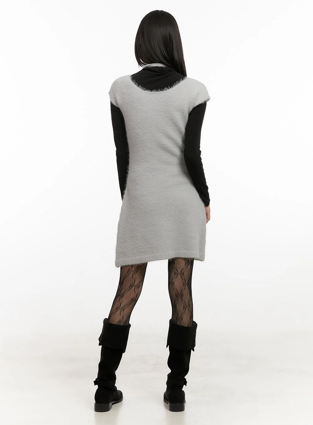 Slim-Fit Wool Blend Mini Dress CJ506 - Image 7
