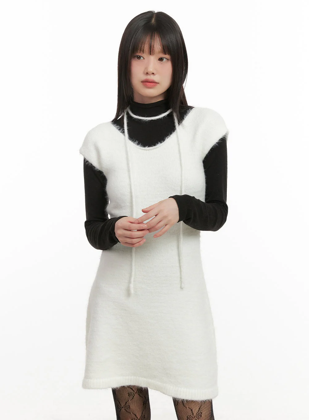 Slim-Fit Wool Blend Mini Dress CJ506 - Image 8