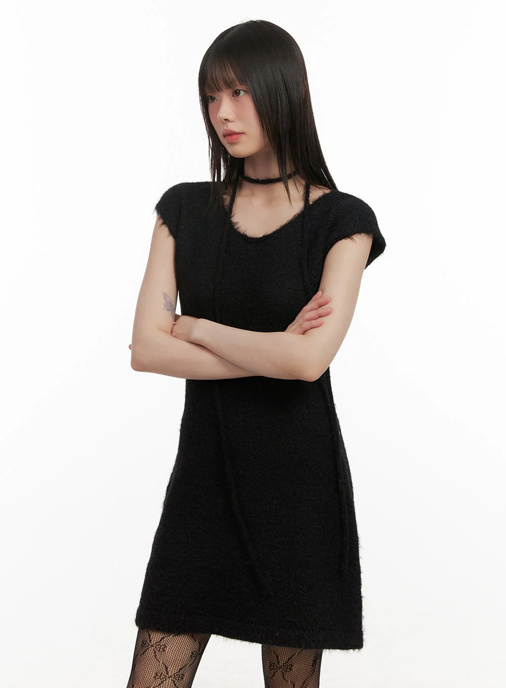 Slim-Fit Wool Blend Mini Dress CJ506 - Image 9