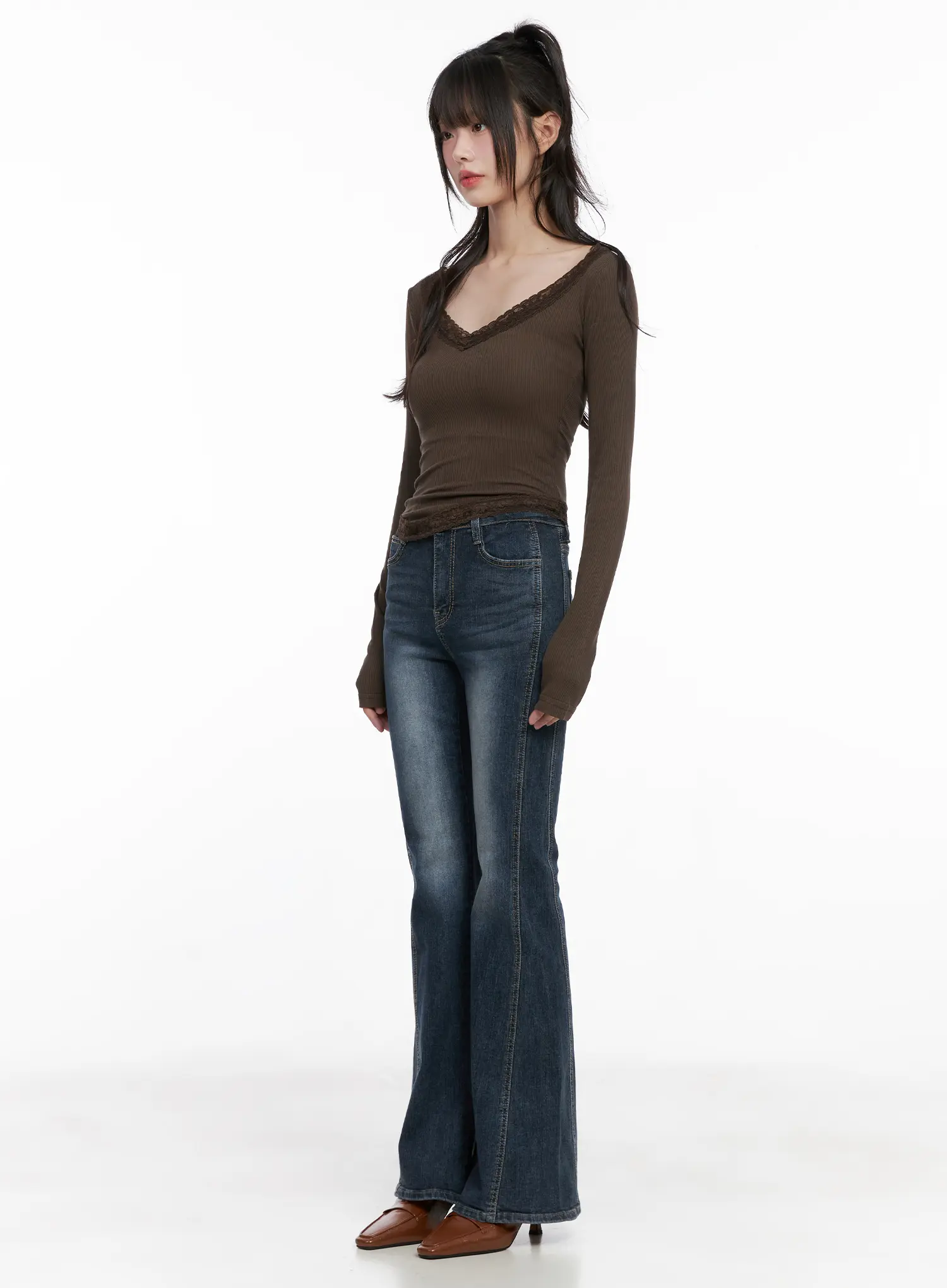 Slim Ribbed Lace Trim Top CG519 - Image 6