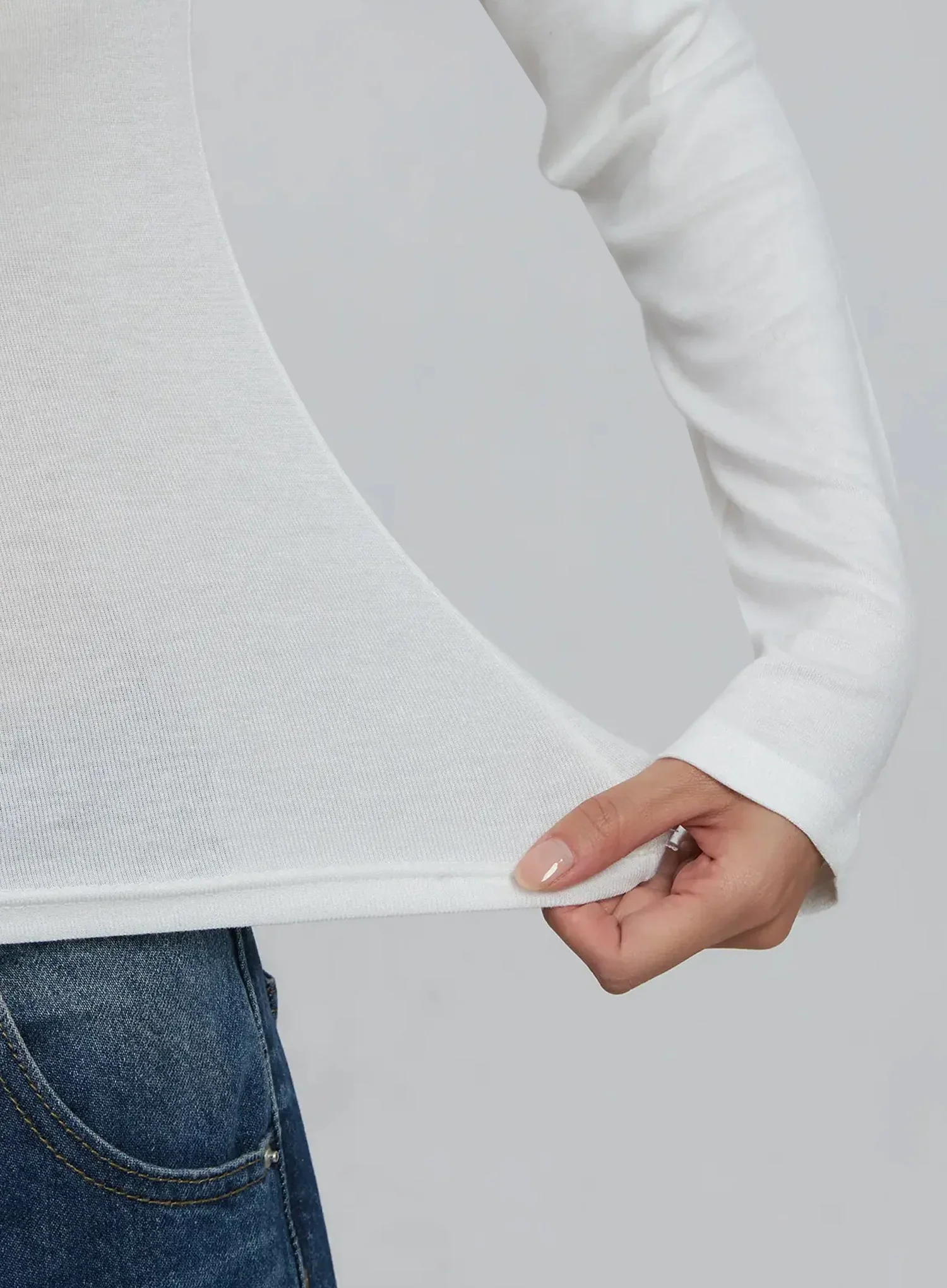Slim Round Long Sleeve Top IJ508 - Image 5