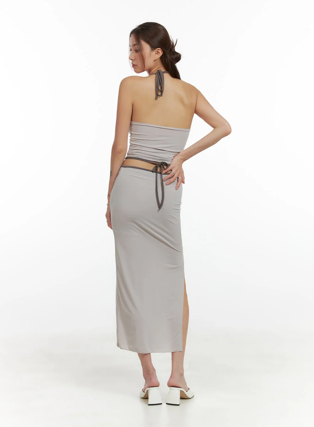 Slit Out Solid Midi Skirt CL405 - Image 5
