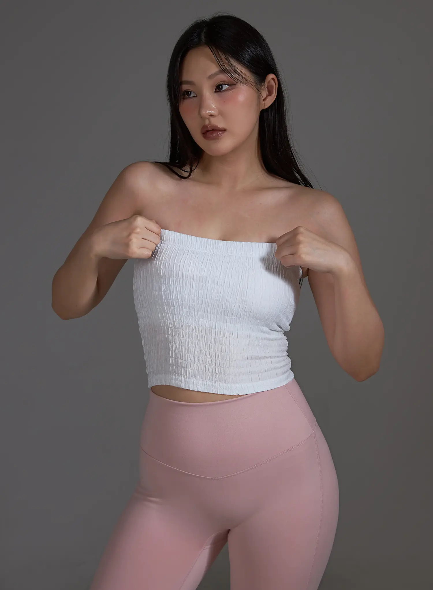 Smocked Frill Tube Top (White) IO517