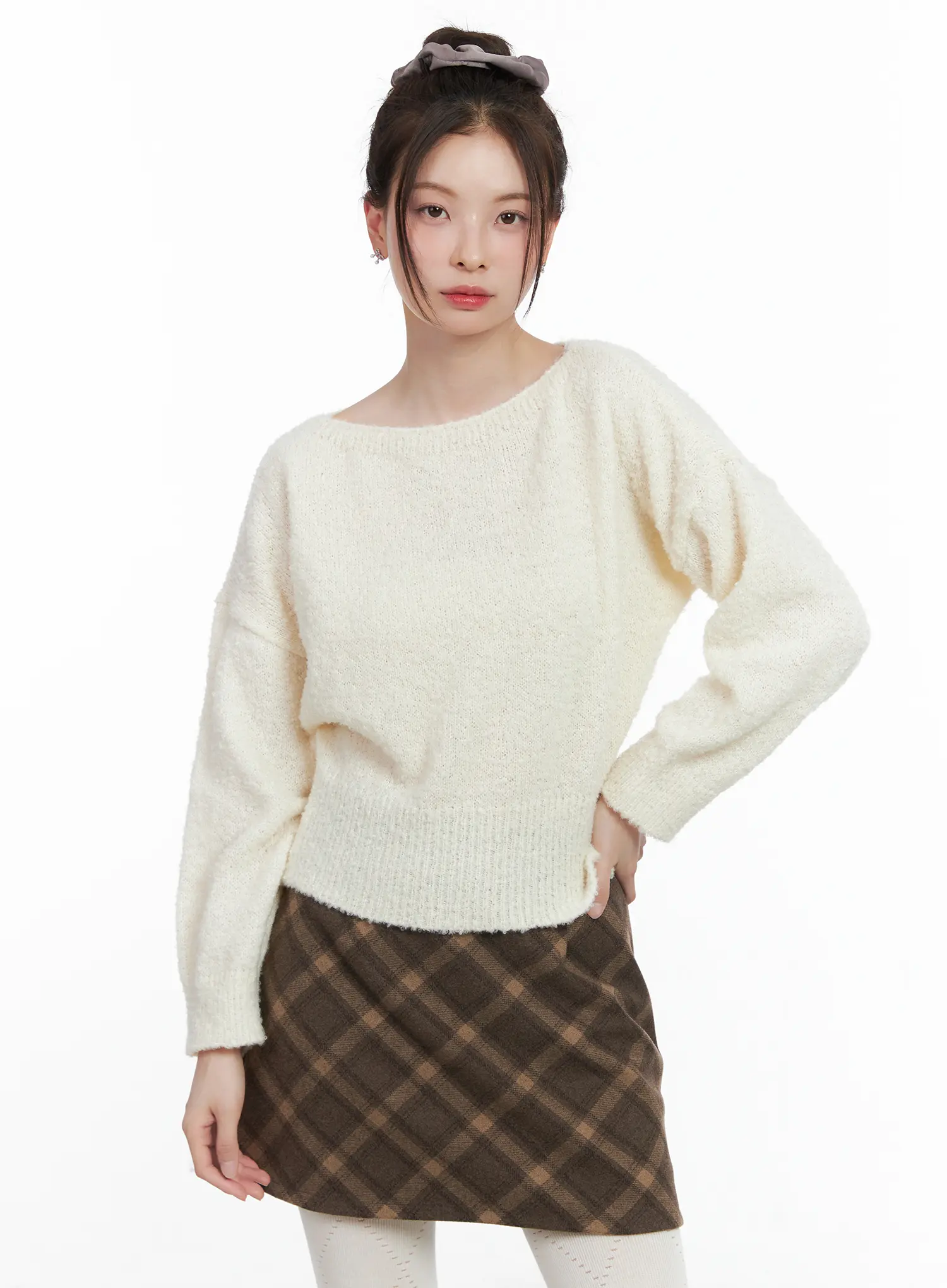 Soft Boat Neck Knit Sweater CN518