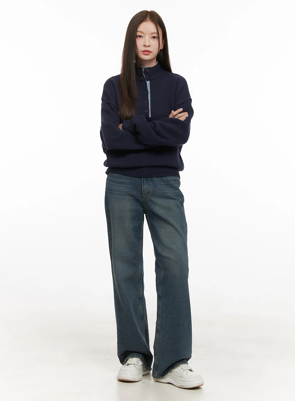 Soft Half Button Sweater OD412 - Image 3