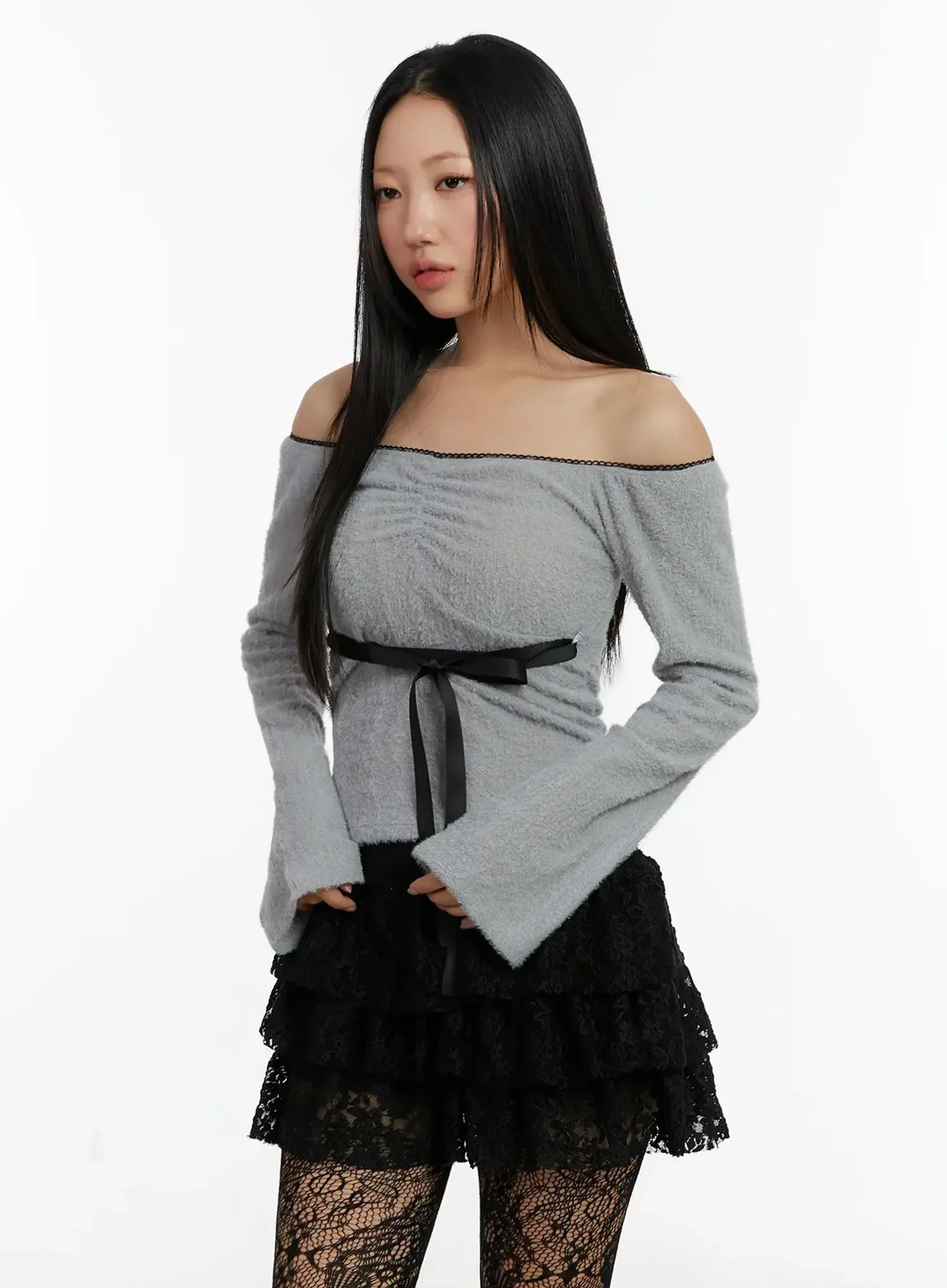 Soft Off-Shoulder Ribbon Top ID525 - Image 7