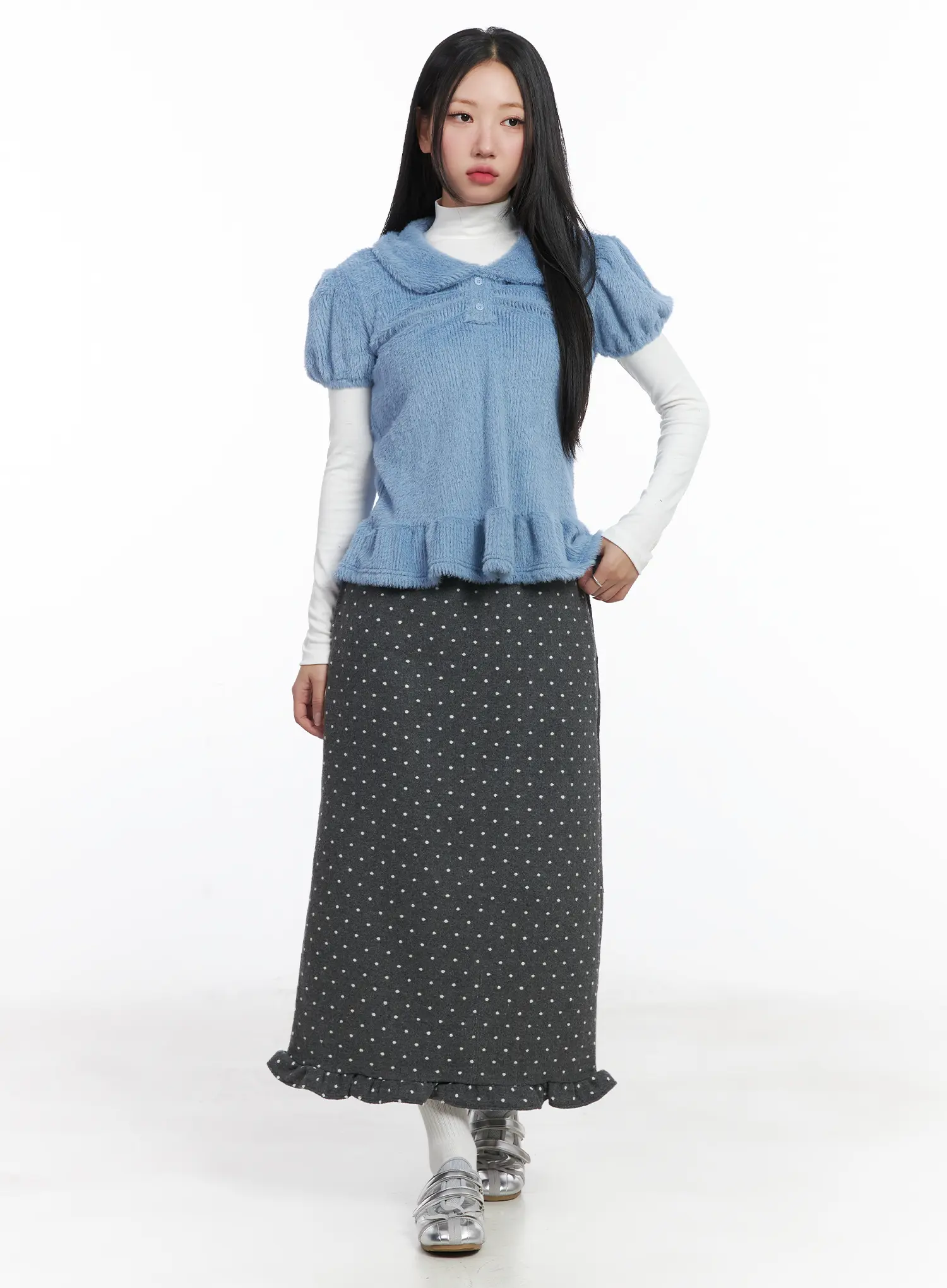 Soft Puff Sleeve Collar Top CD529 - Image 4