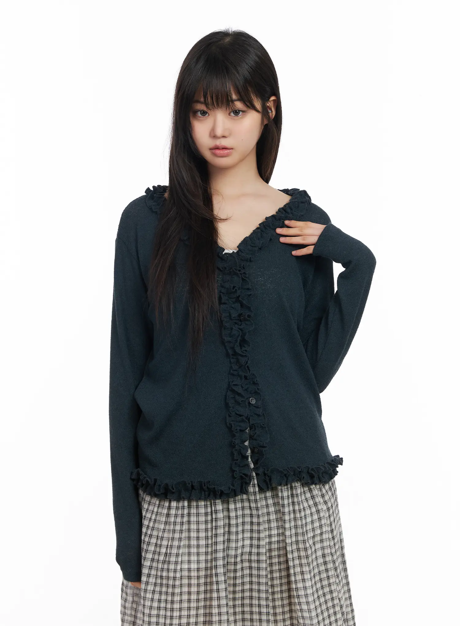 Soft Ruffle Edge Cardigan CM513 - Image 2