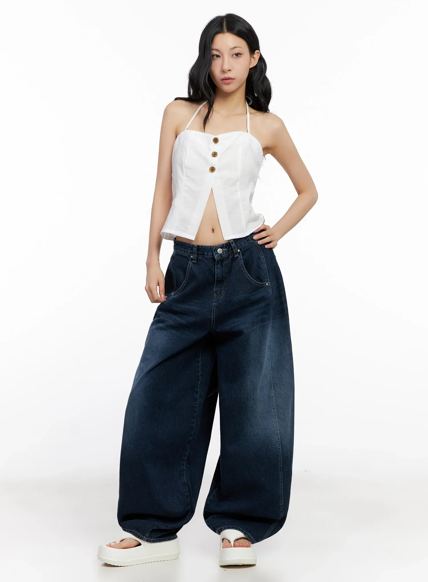 Sohee Angel Wing Print Wide-Leg Jeans IG508 - Image 5