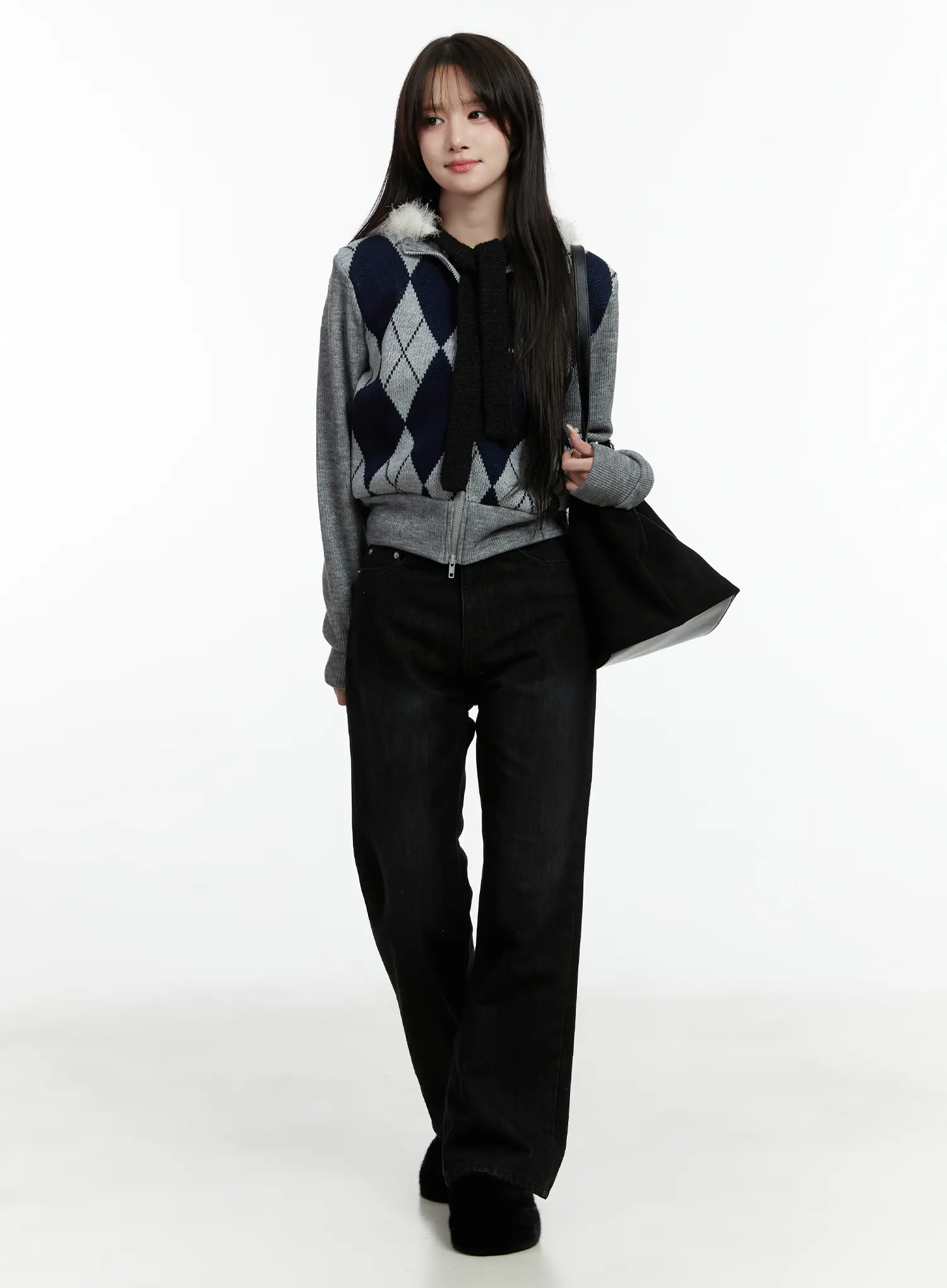 Sole Fleece-Lined Washed High-Waist Bootcut Jeans CD523
