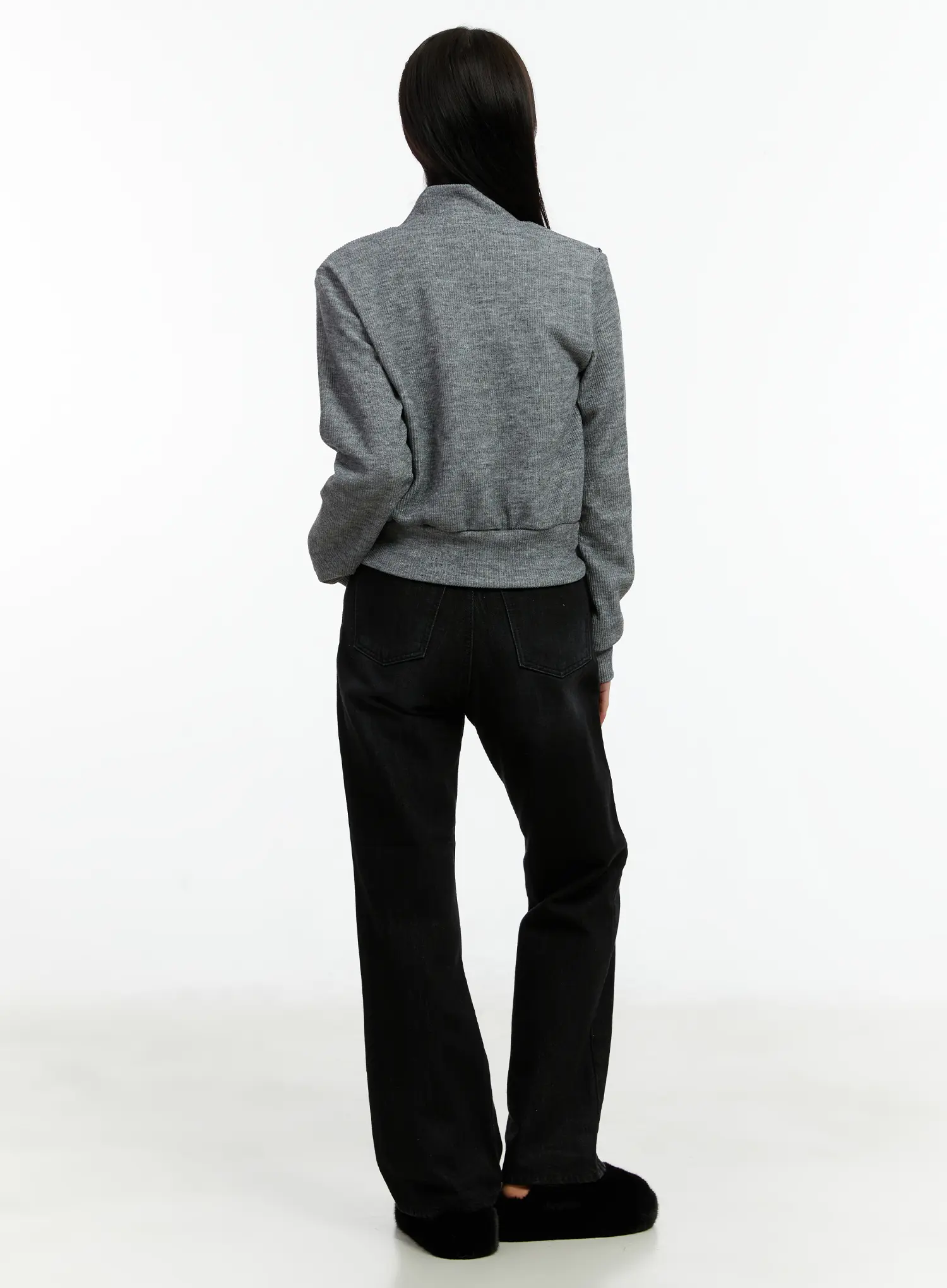 Sole Fleece-Lined Washed High-Waist Bootcut Jeans CD523 - Image 6