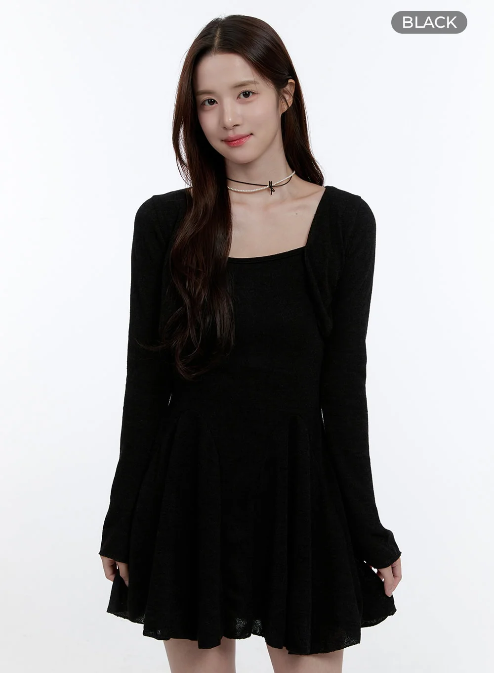 Solid Charm Mini Dress and Cardigan Set OO407 - Image 8