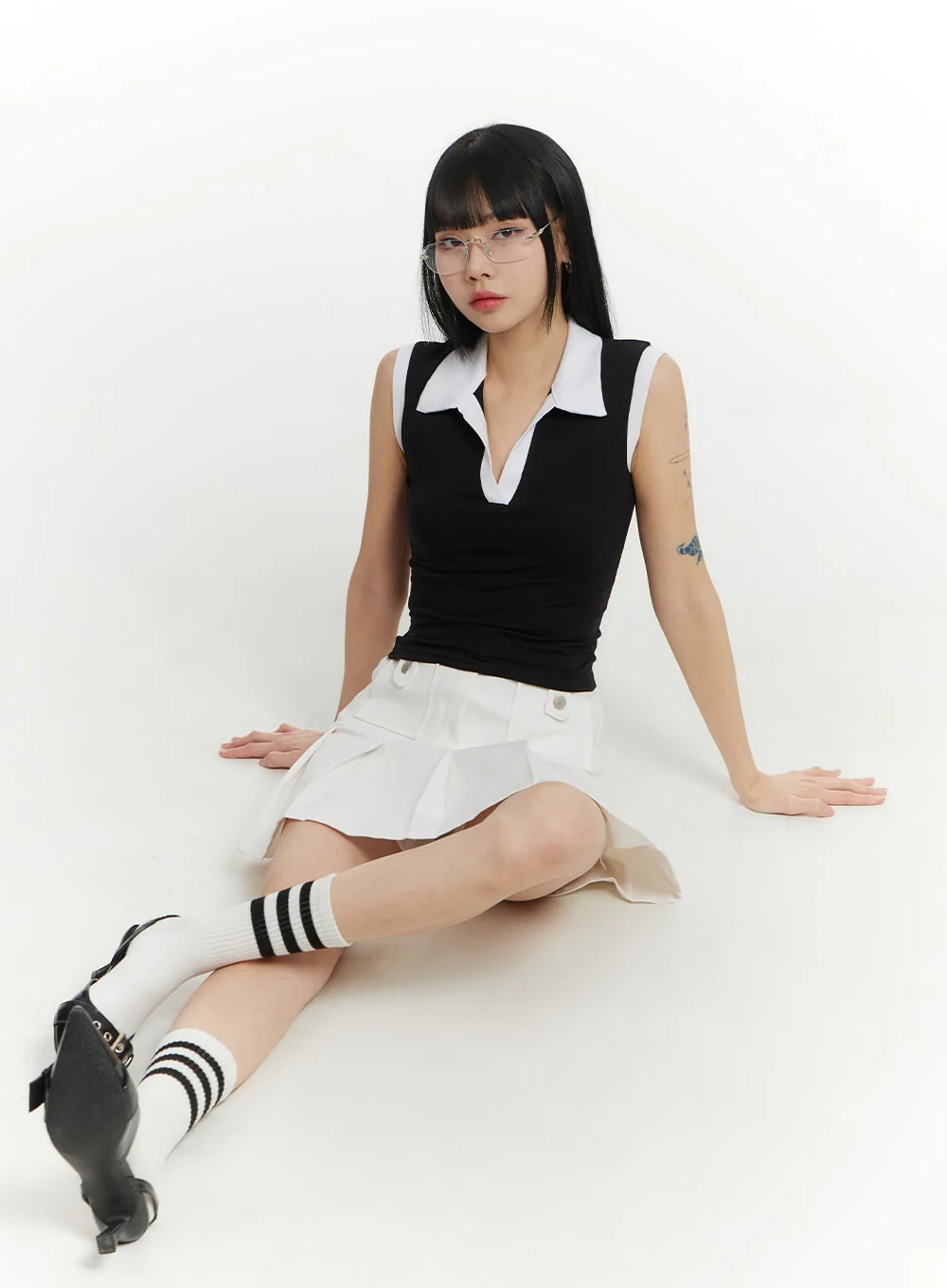 Solid Cotton Pleated Mini Skirt IM406 - Image 8