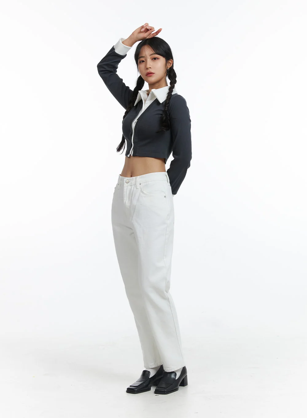 Solid Cotton Straight Pants OJ429 - Image 2