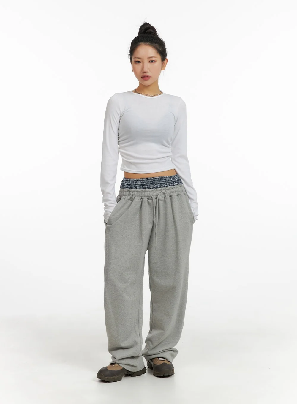 Solid Long Sleeve Crop Top CM408 - Image 5